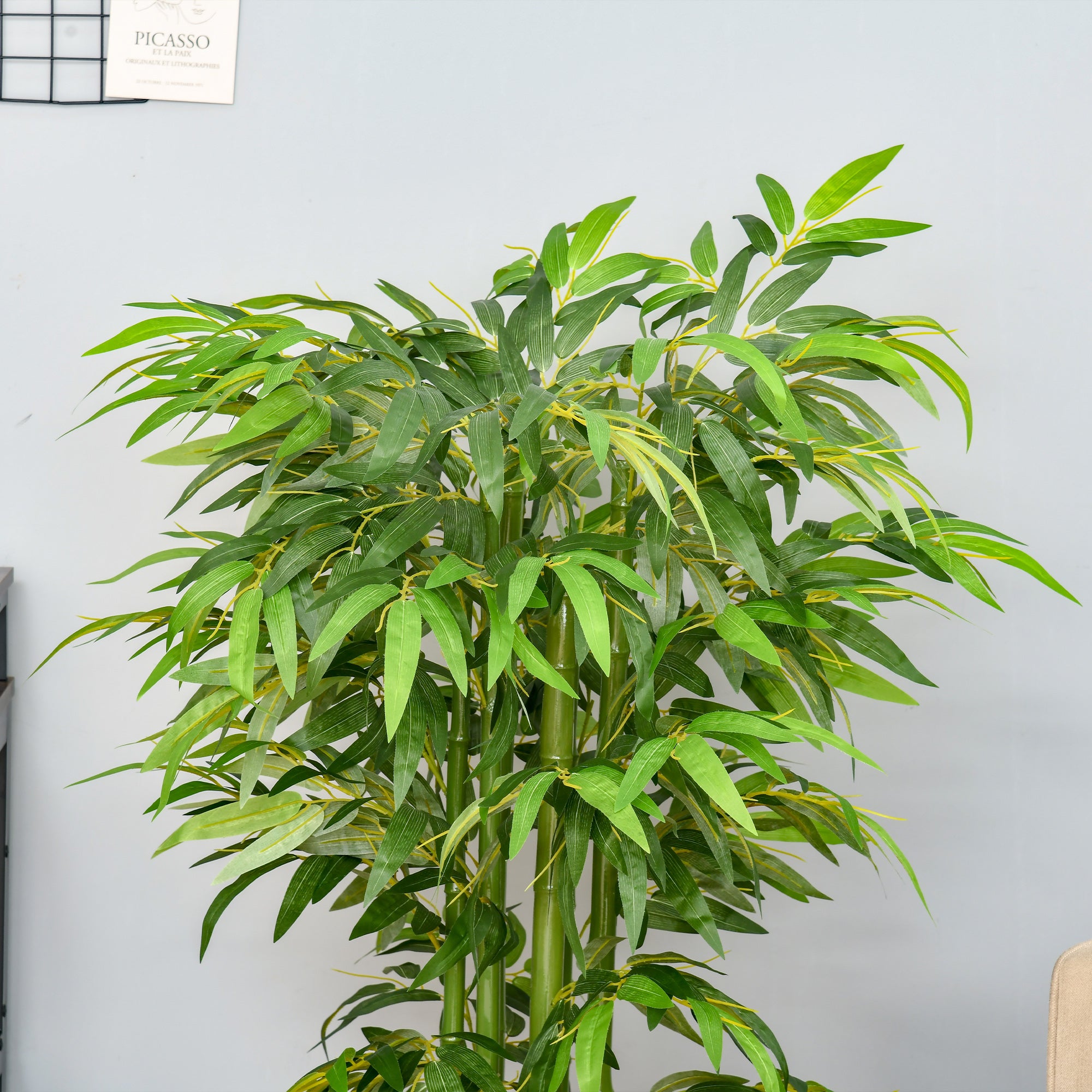HOMCOM Künstliche Pflanze, Bambus aus Kunststoff im Topf, 780 Blätter, realistischer Look, kaum Pflegeaufwand, 140 cm, Grün