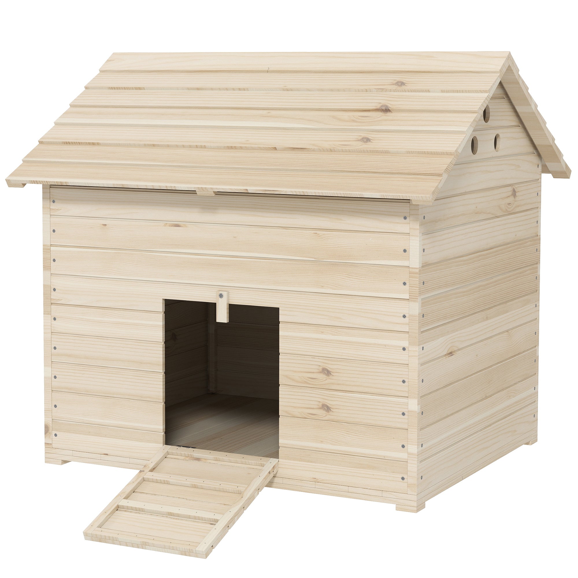PawHut Entenhaus mit aufklappbarem Dach und Rampe Tannenholz