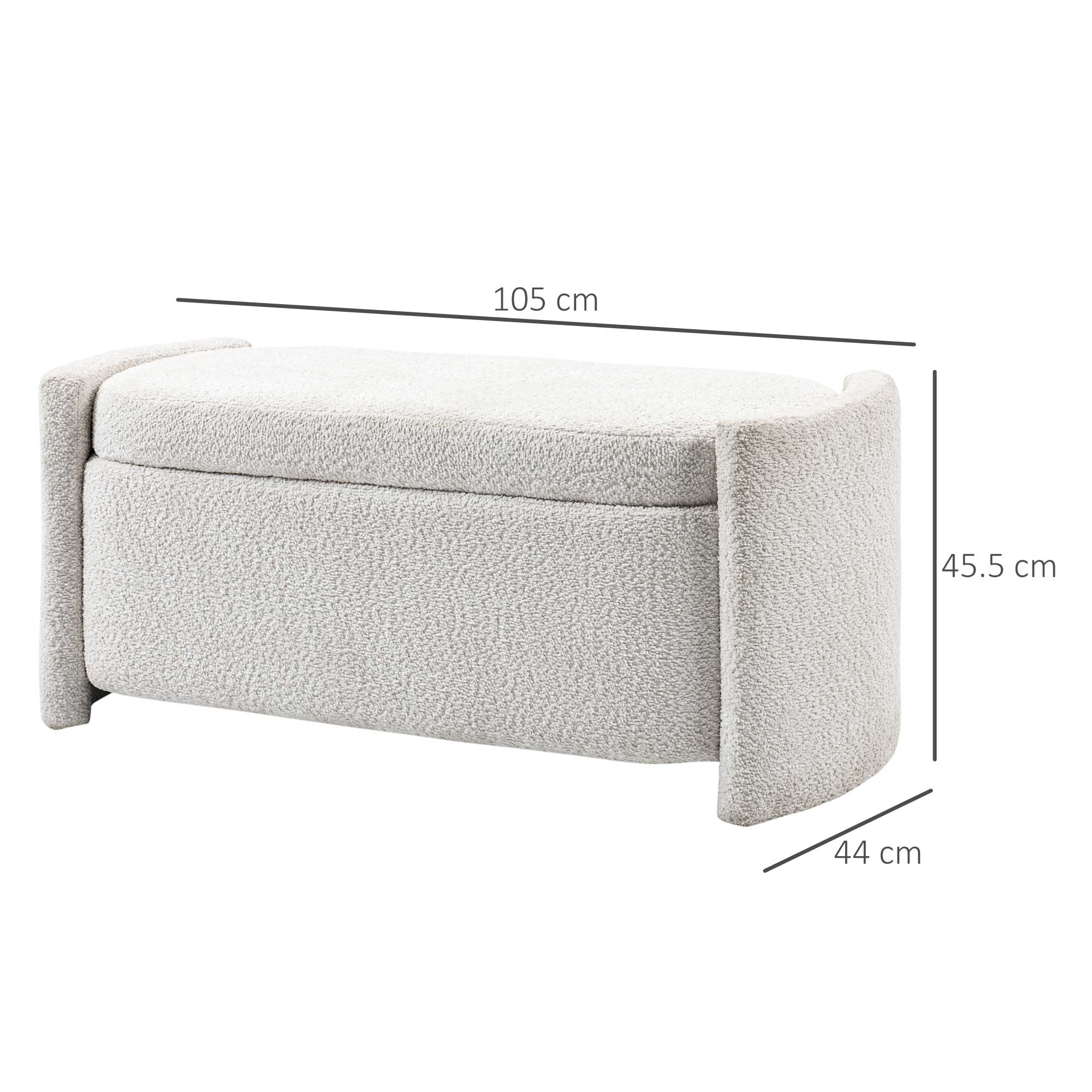 HOMCOM Sitzbank mit Stauraum Flurbank Schuhbank, gepolstert,  105 cm x 44 cm x 45,5 cm. Creme/Beige