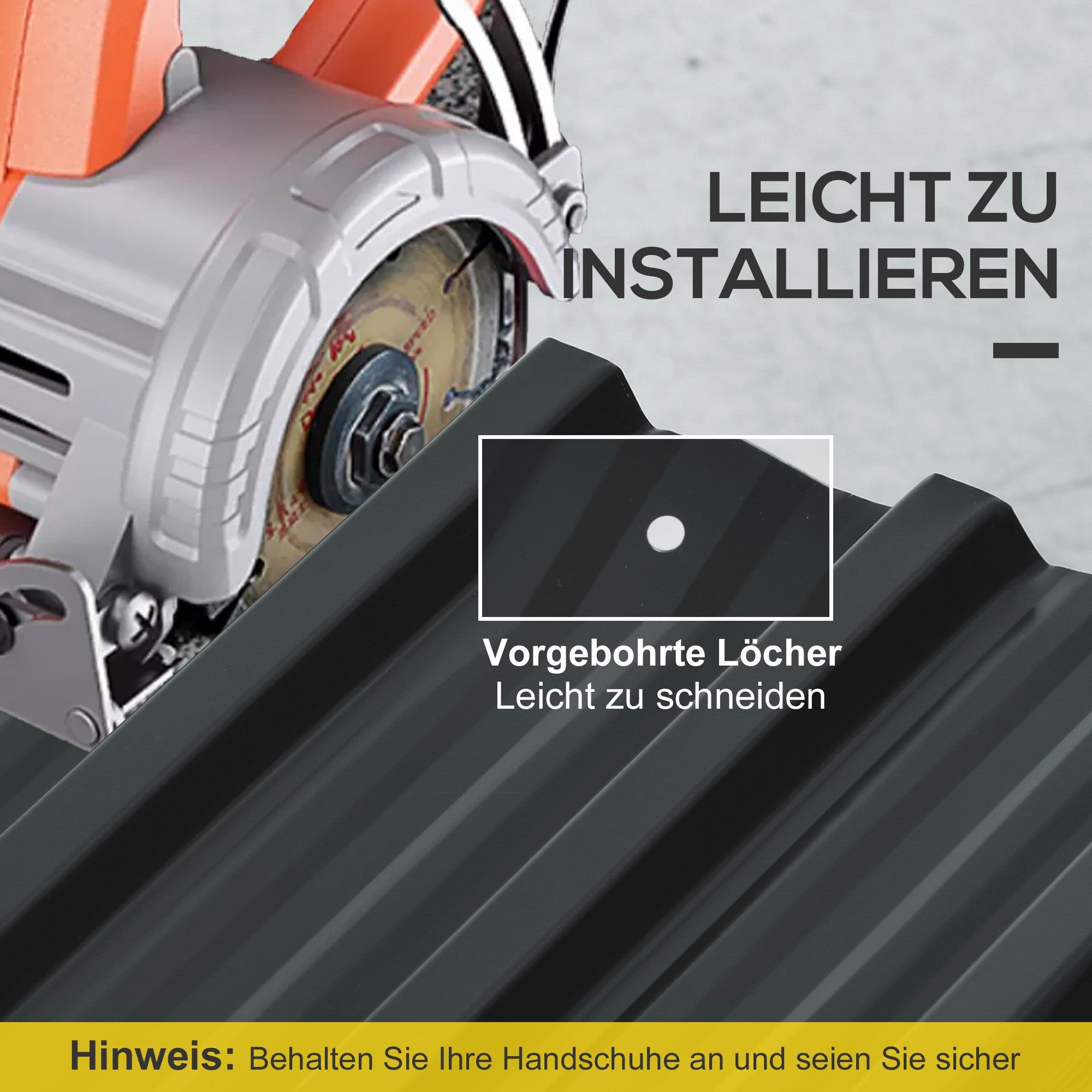 Outsunny 12 Stück Trapezblech 129x45cm 7m² Verzinkt Dachblech 0,25 mm Wetterfest Profilblech Dunkelgrau