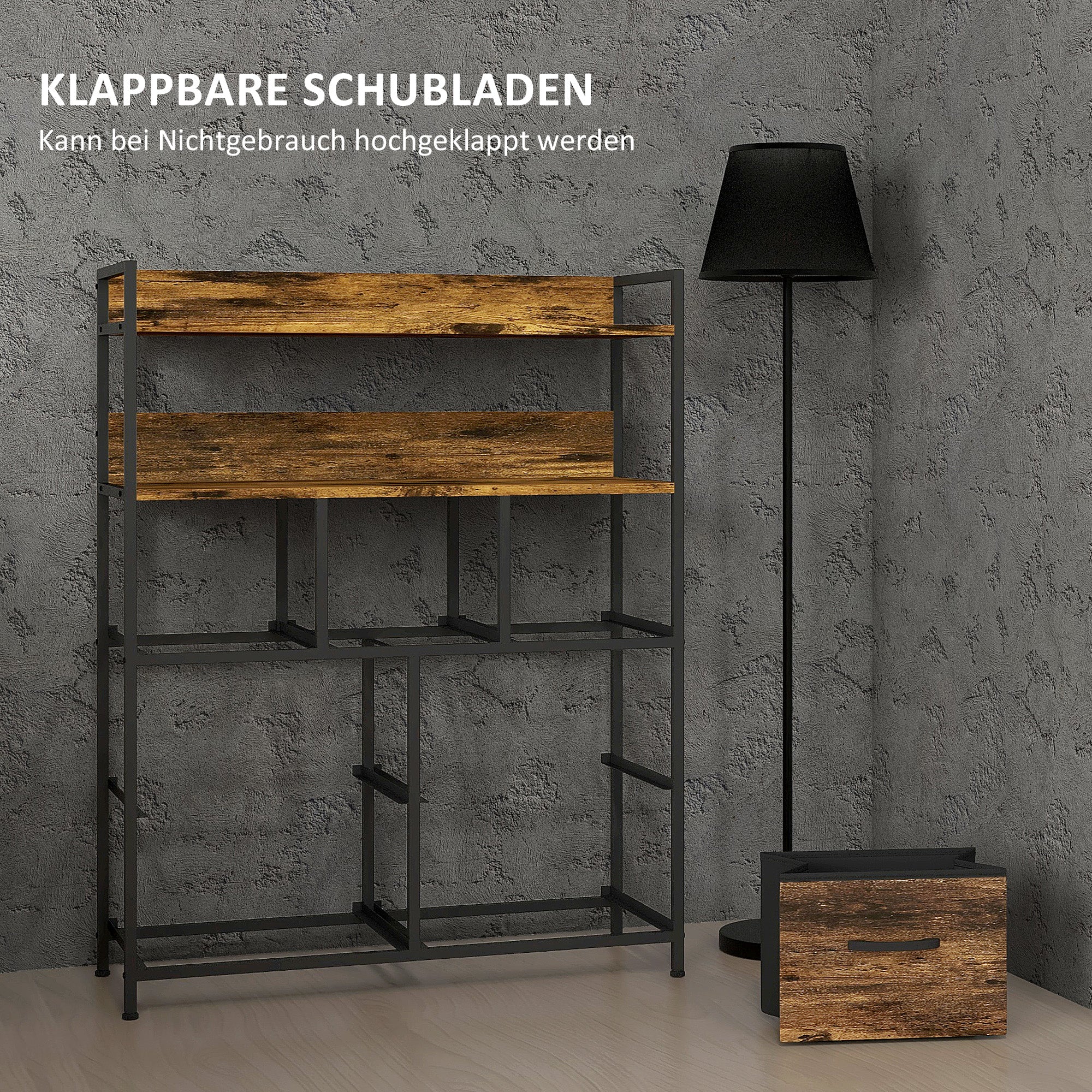 HOMCOM Stoff-Kommode, 7 faltbare Schubladen, 2 Regale, Stahlrahmen, Braun