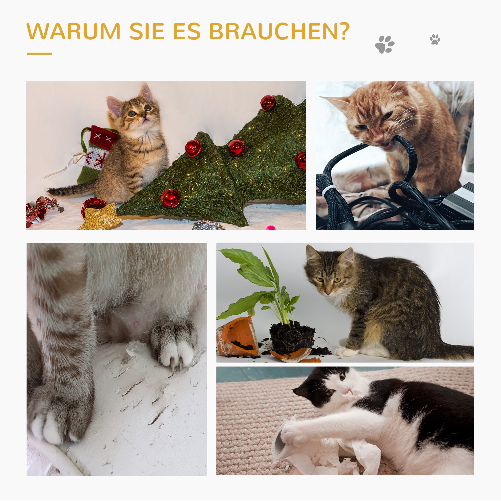 PawHut Kratzbaum 57 cm Kleiner Katzenbaum mit Katzenhöhle, Liegeplattform, Katzenkratzbaum mit Kratzbrett, Spielball, Katzenmöbel für Katzen bis 5 kg Hellgrau