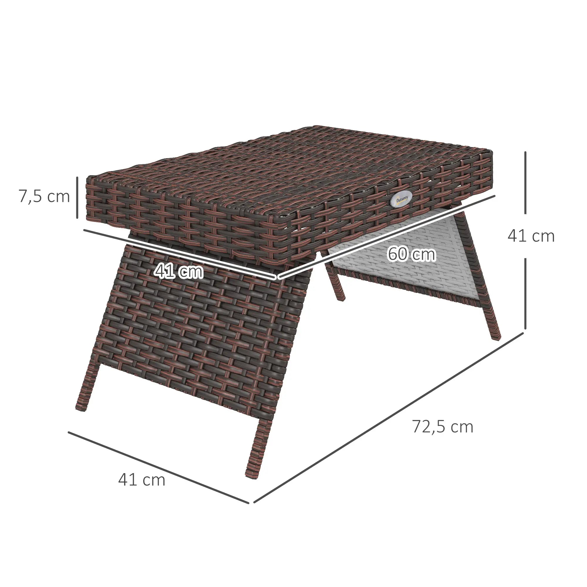 Wetterfester Rattan-Klapptisch 60x41?cm, Braun