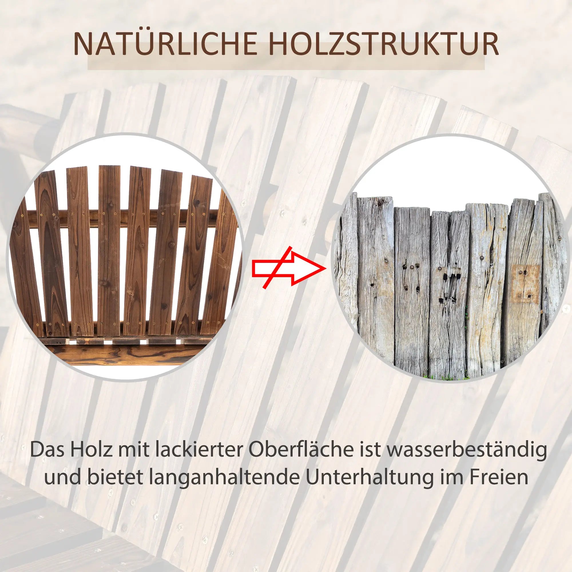 Outsunny Hollywoodschaukel 2-Sitzer Outdoor wetterfest Tannenholz