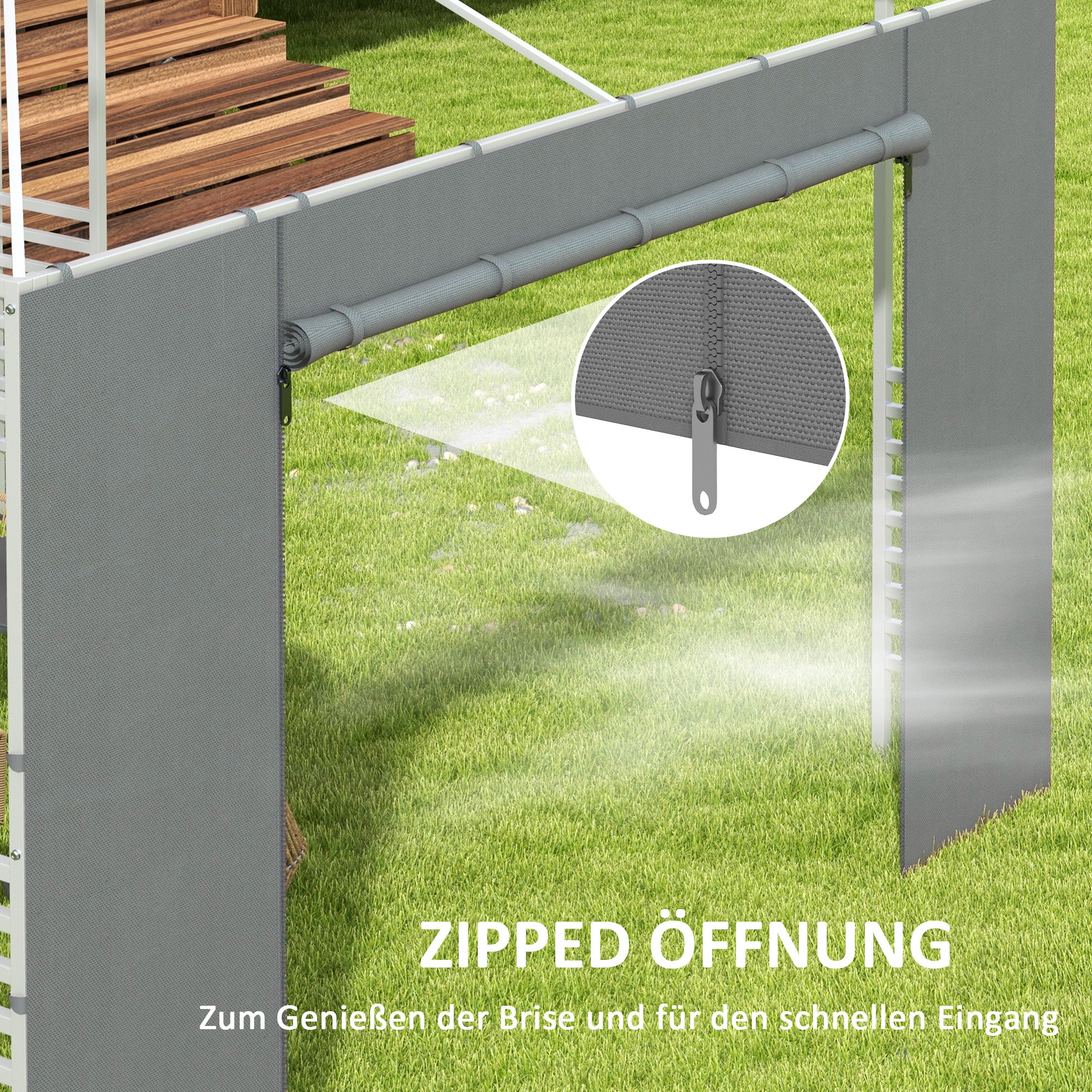 Outsunny Pavillon Seitenwand Seitenwand Partyzelt, wetterbeständig, 300 cm x 200 cm, Dunkelgrau