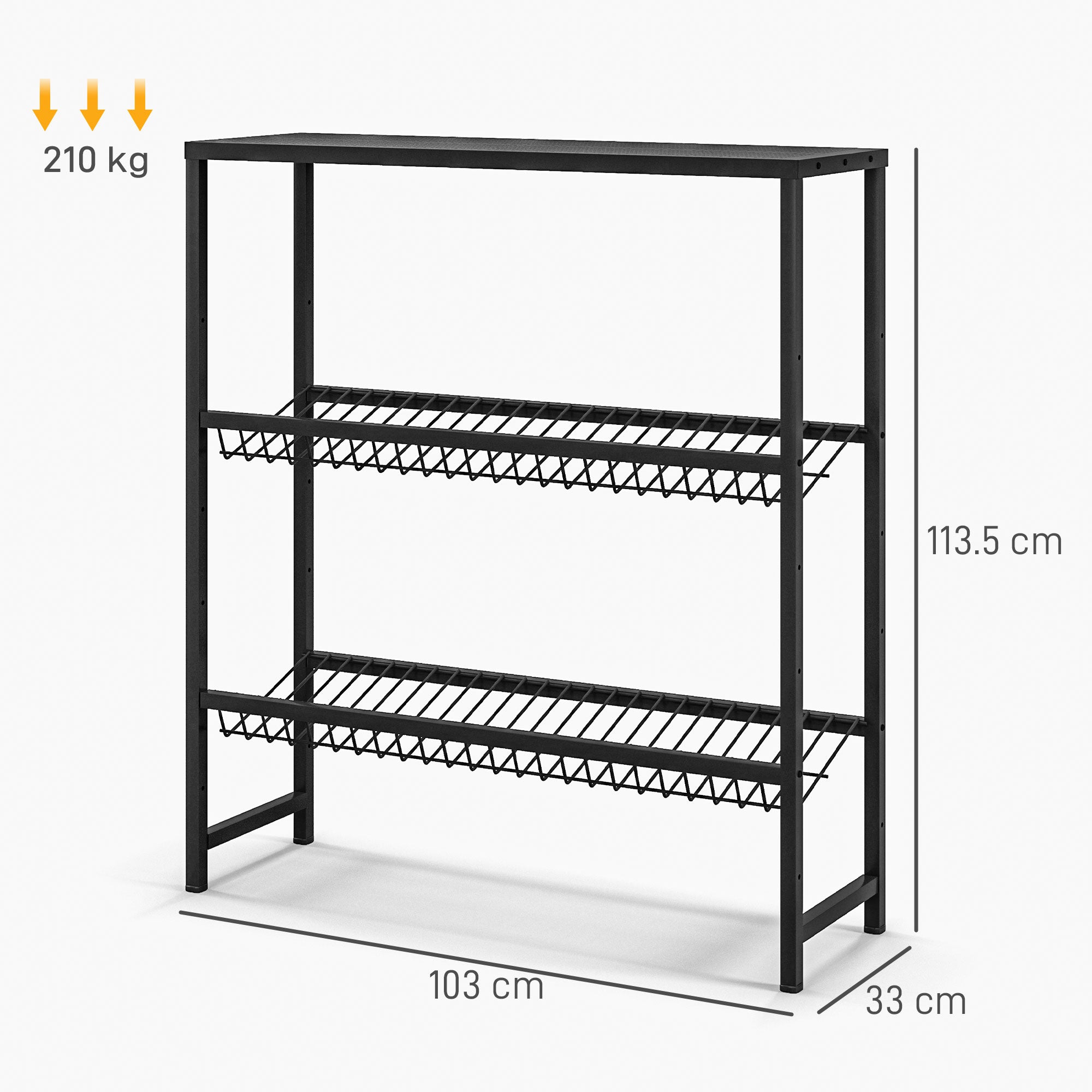 HOMCOM Lagerregal, höhenverstellbar, stabiles Metall, platzsparendes Design, 210 kg belastbar, Schwarz