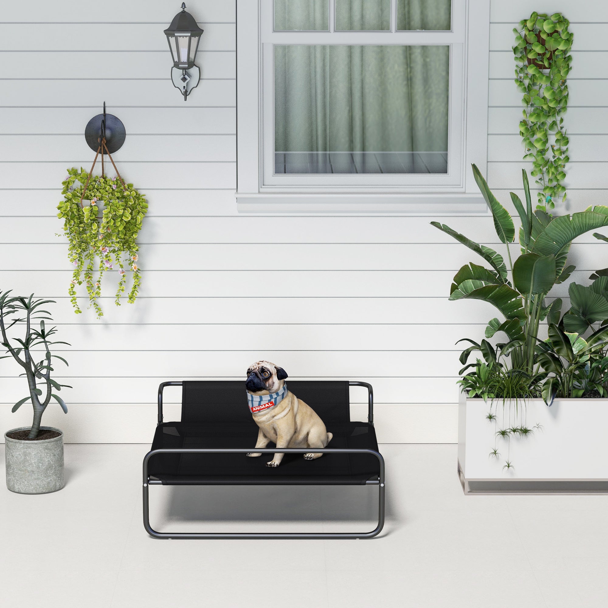 PawHut Hundebett, erhöhte Bauweise, Mesh-Bezug, Stahlrahmen, 29 x 91 x 69 cm, Schwarz