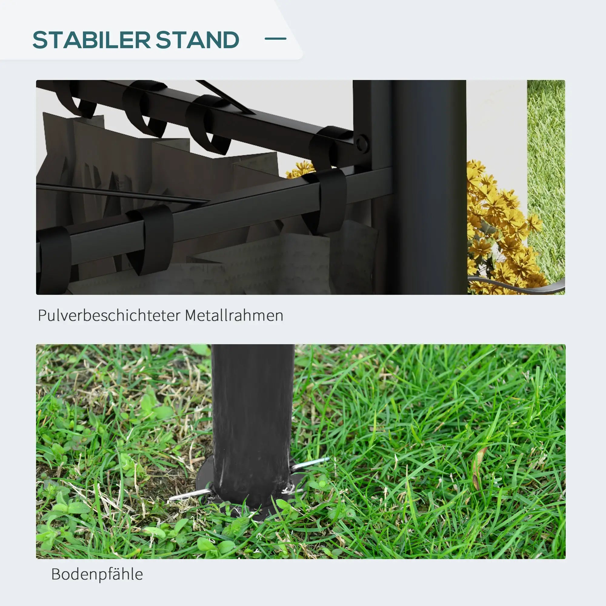 Wetterfester Pavillon 3x3?m mit Seitenwand, Dunkelgrau