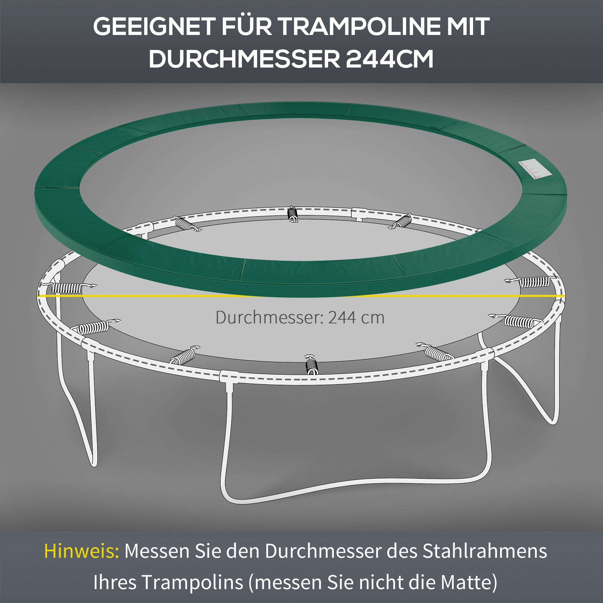 HOMCOM Trampolin Randabdeckung Sicherheitsnetz Wetterplane Leiter Randabdeckung: Ø 244cm Grün