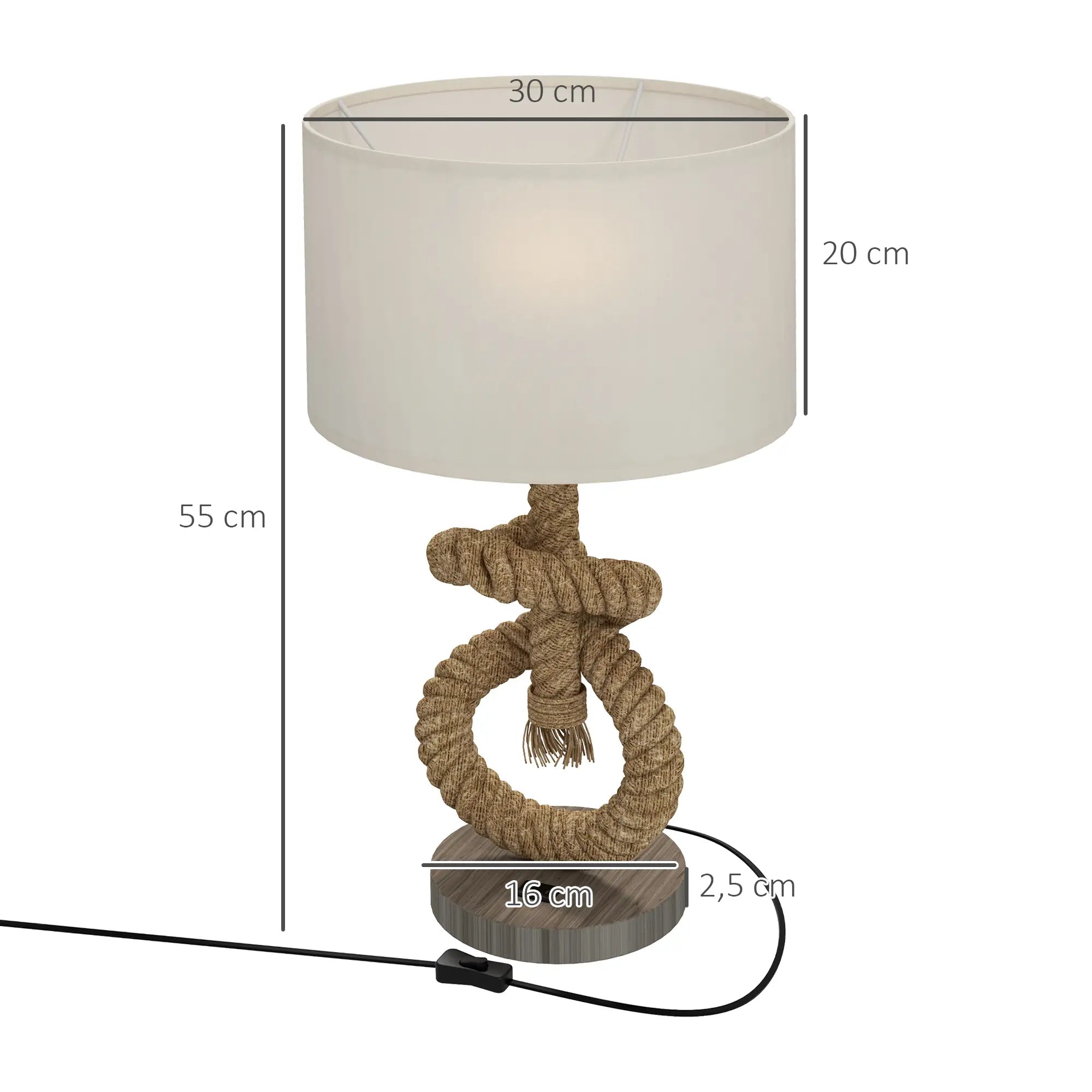 HOMCOM Tischleuchte USB-Ladefunktion LED maritimes Design