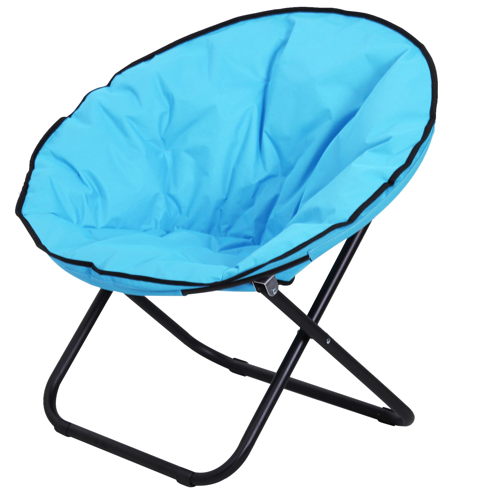 Outsunny Campingstuhl Faltbar Campingsessel mit Lehne, Klappstuhl bis 120kg, gepolstert Moonchair Extra Breit, Faltsessel Outdoor Stuhl für Garten, Balkon, Camping, Blau