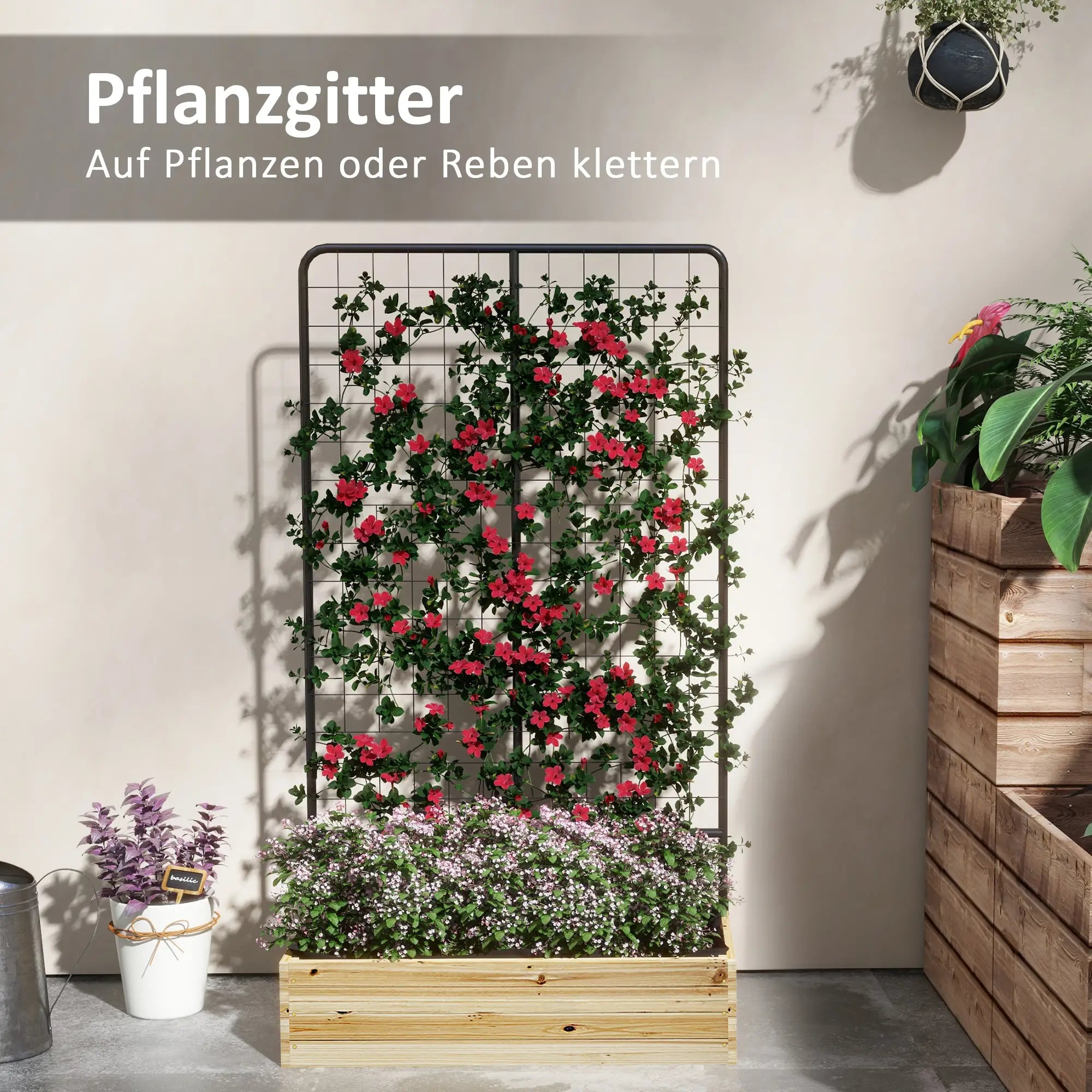 Outsunny Hochbeet mit Rankhilfe 80×38×145?cm
