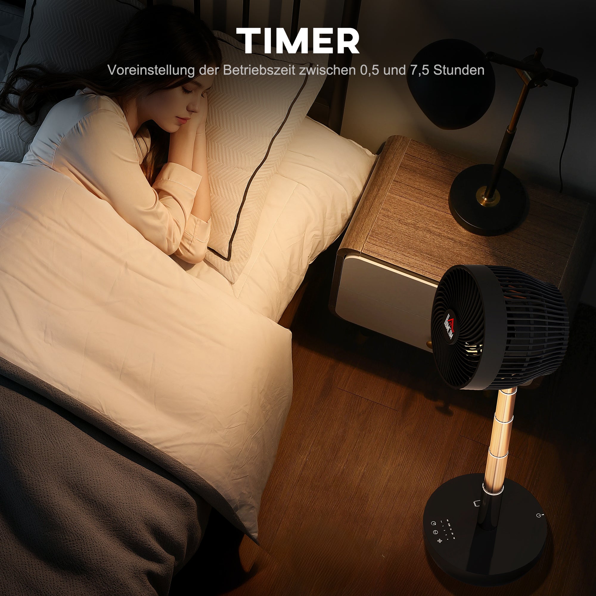 HOMCOM Ventilator, Klimaanlage mit ladbarem Akku, Fernbedienung, verstellbar, Schwarz