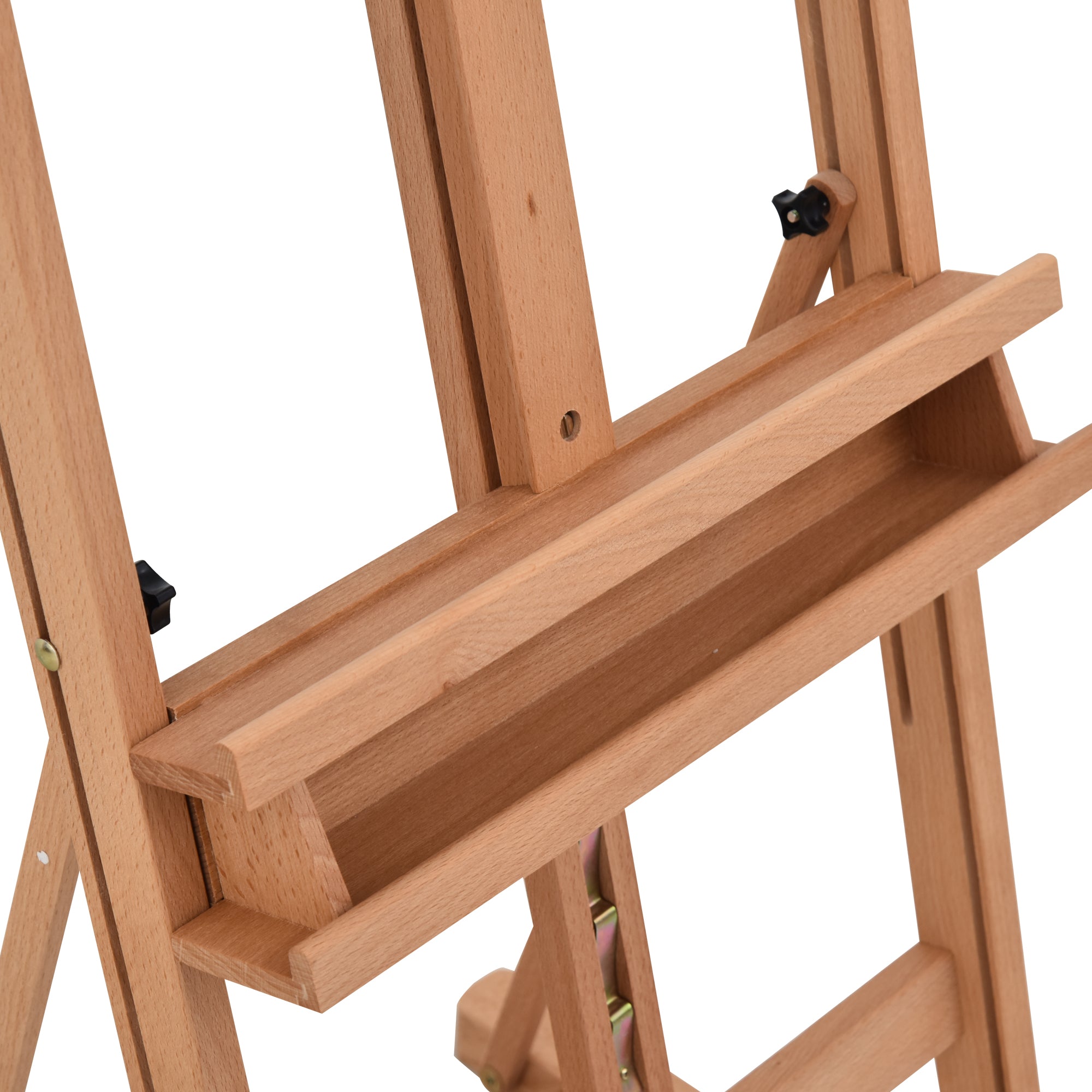 Vinsetto Staffelei Keilrahmen Atelierstaffelei Höhen- und Winkelverstellbar mit Ablagefach Buchenholz Natur 53 x 50,5 x 171-230 cm