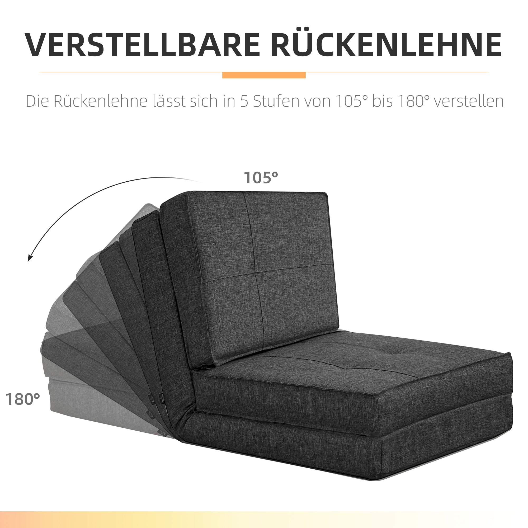 HOMCOM Bodensessel, verstellbarer Klappsessel, 61 x 73 x 58 cm, Dunkelgrau