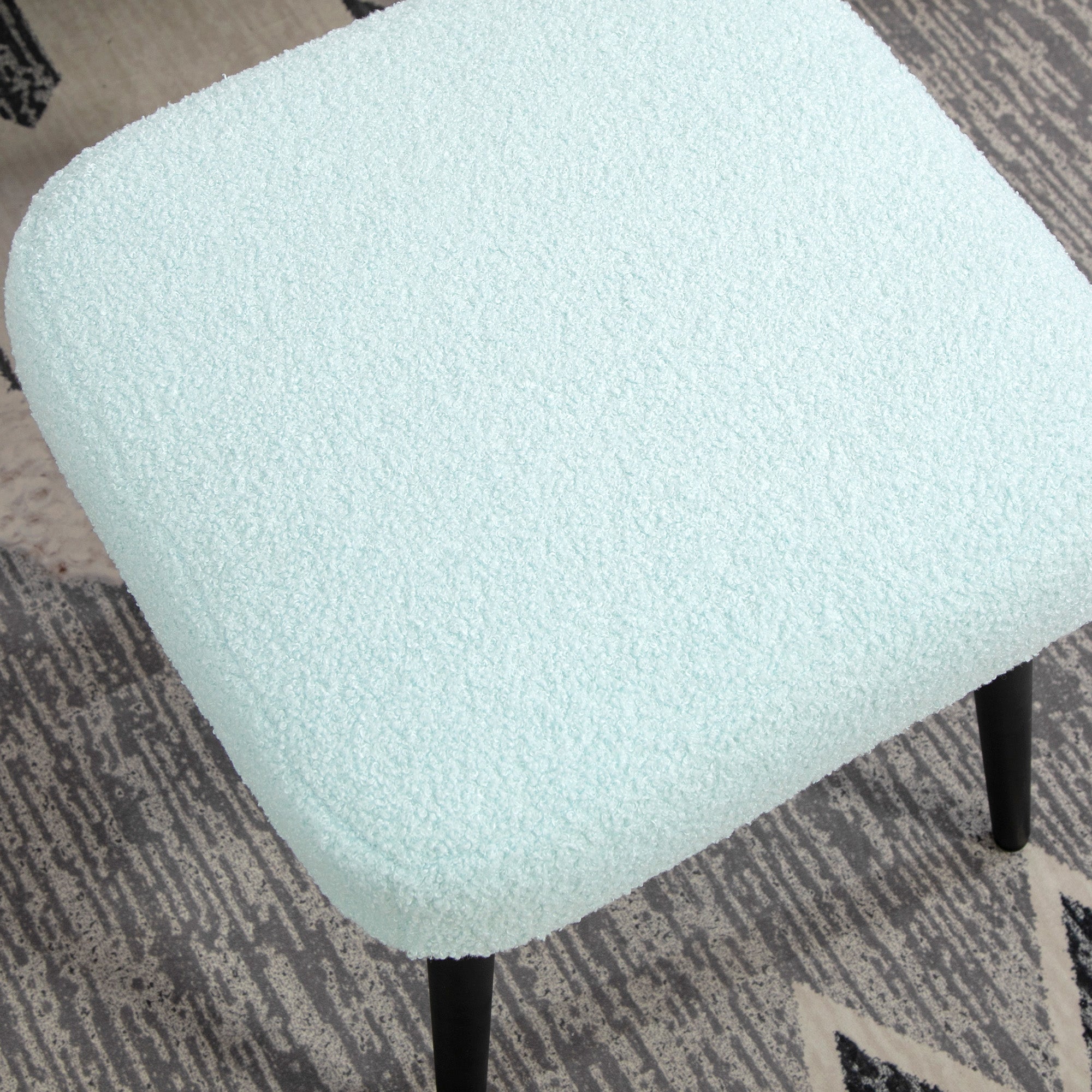 HOMCOM Hocker, Fußstütze, gepolsterter Sitz, Kaschmir-Optik, Stahlbeine, 42 x 42 x 47 cm, Hellblau