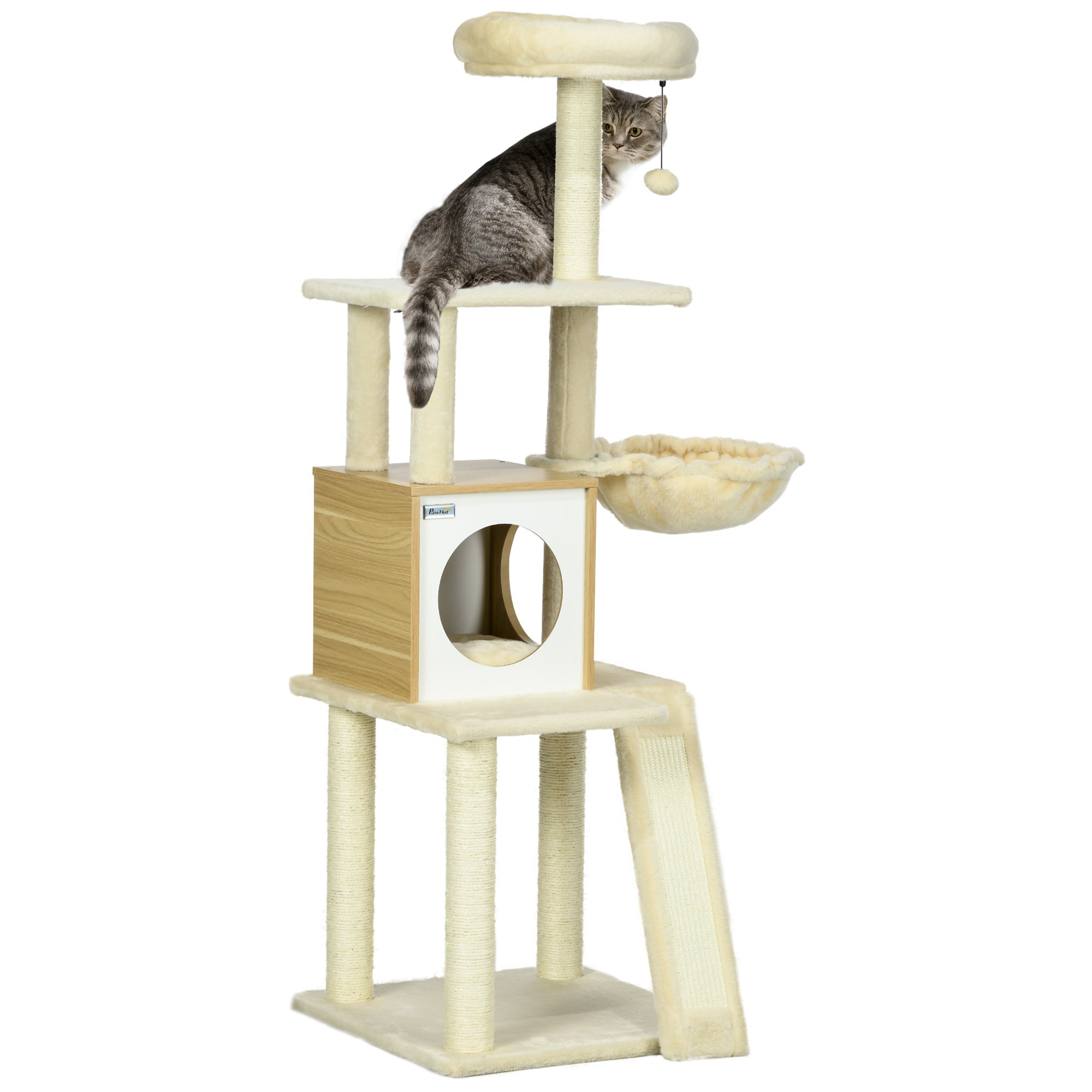 Arbre à chat en sisal PawHut en bois de 141,5 cm