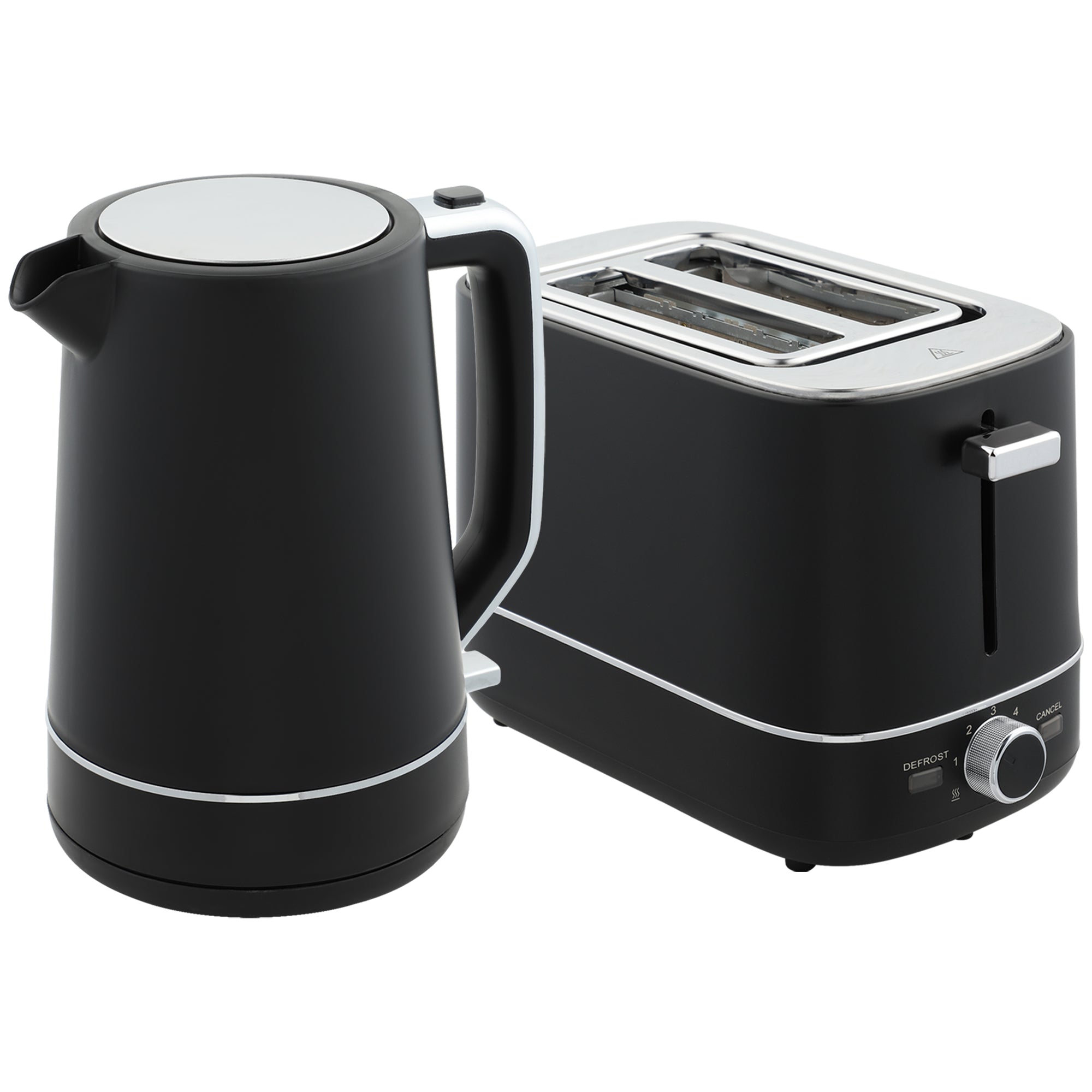 HOMCOM Set aus 1,7 L Wasserkocher und Toaster mit 6 Bräunungsstufen, Schwarz/Stahl
