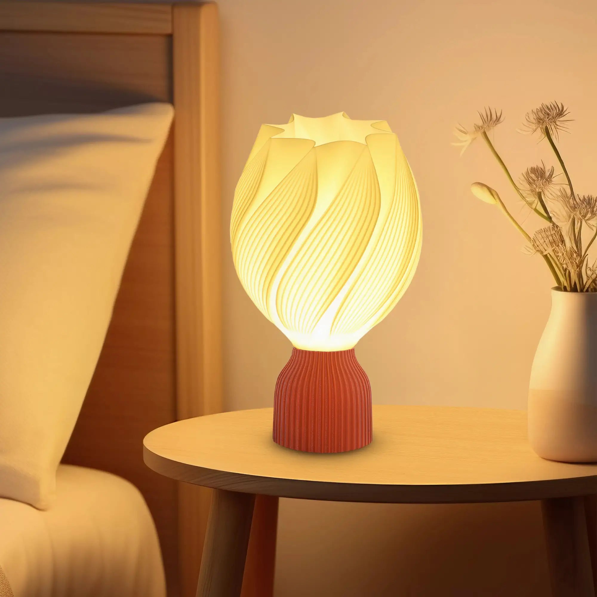 HOMCOM 3D-gedruckte Lampe mit Blütenblattformen