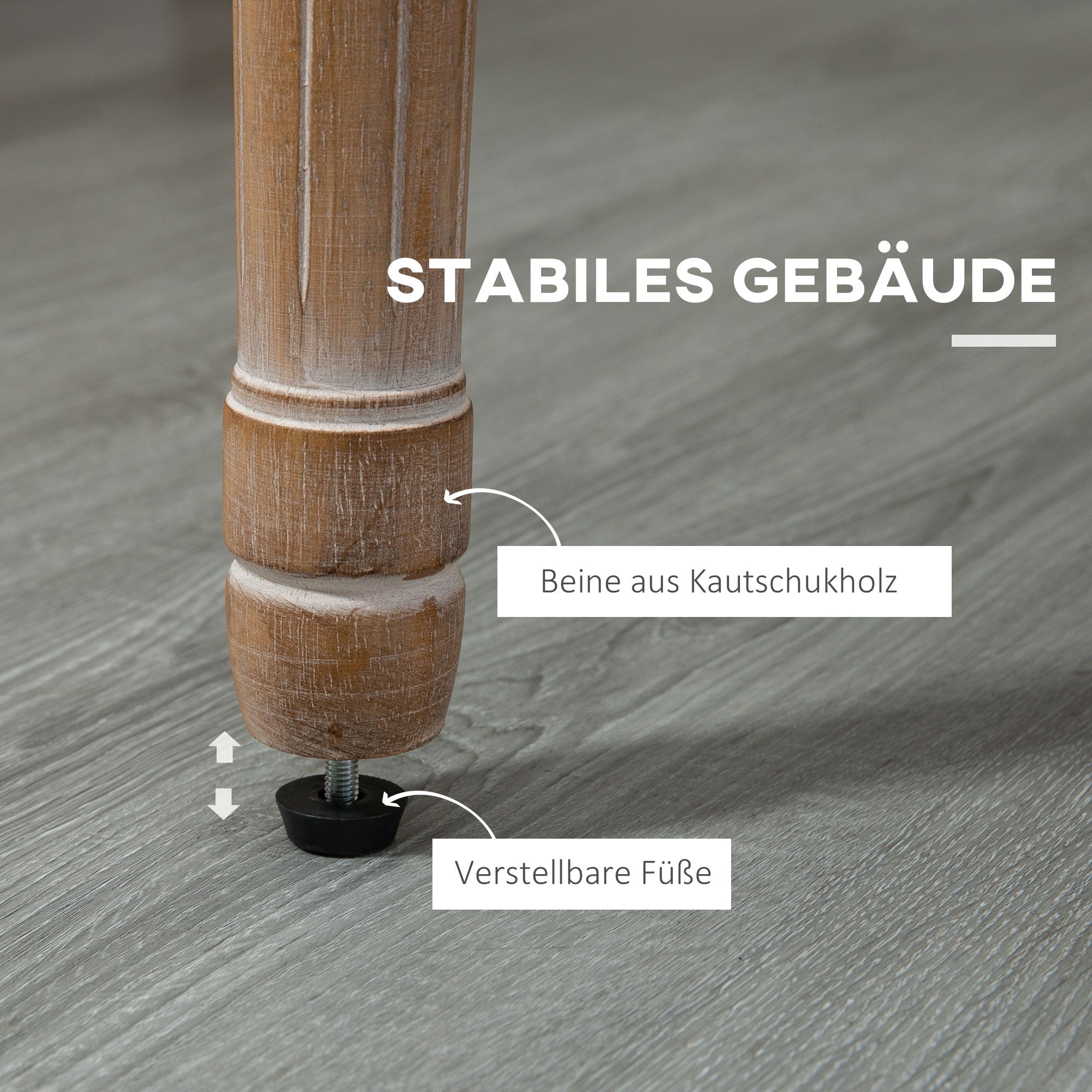 HOMCOM Küchenstuhl im Antik-Design, atmungsaktiver Bezug, Leinenoptik, Massivholzrahmen, 56 x 54 x 96cm, cremeweiß