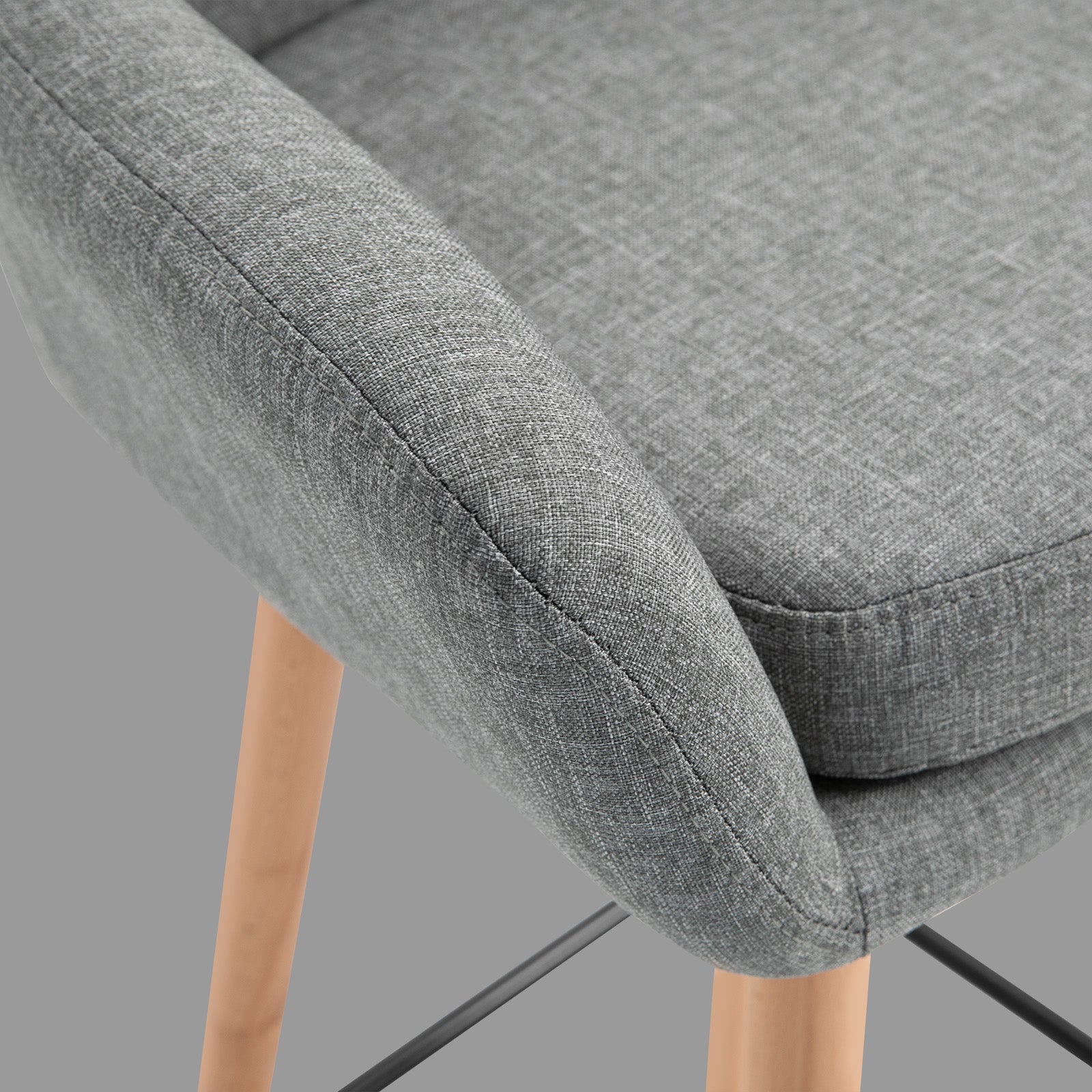 HOMCOM 2er-Set Barhocker, inkl. Fußstütze, Massivholz, 55 cm x 48c m x 100 cm,  Grau