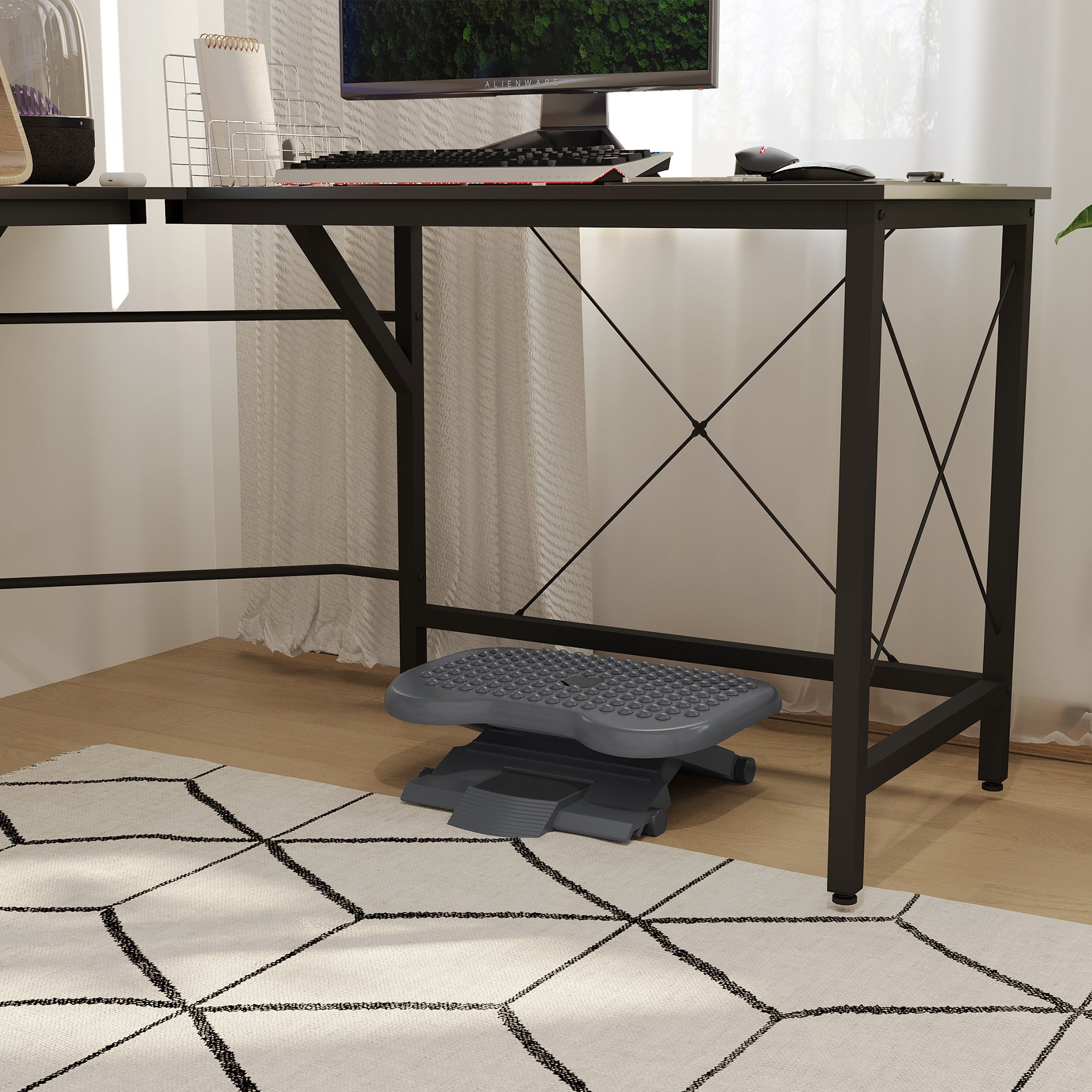HOMCOM Fußstütze höhenverstellbar Massagefunktion Büro