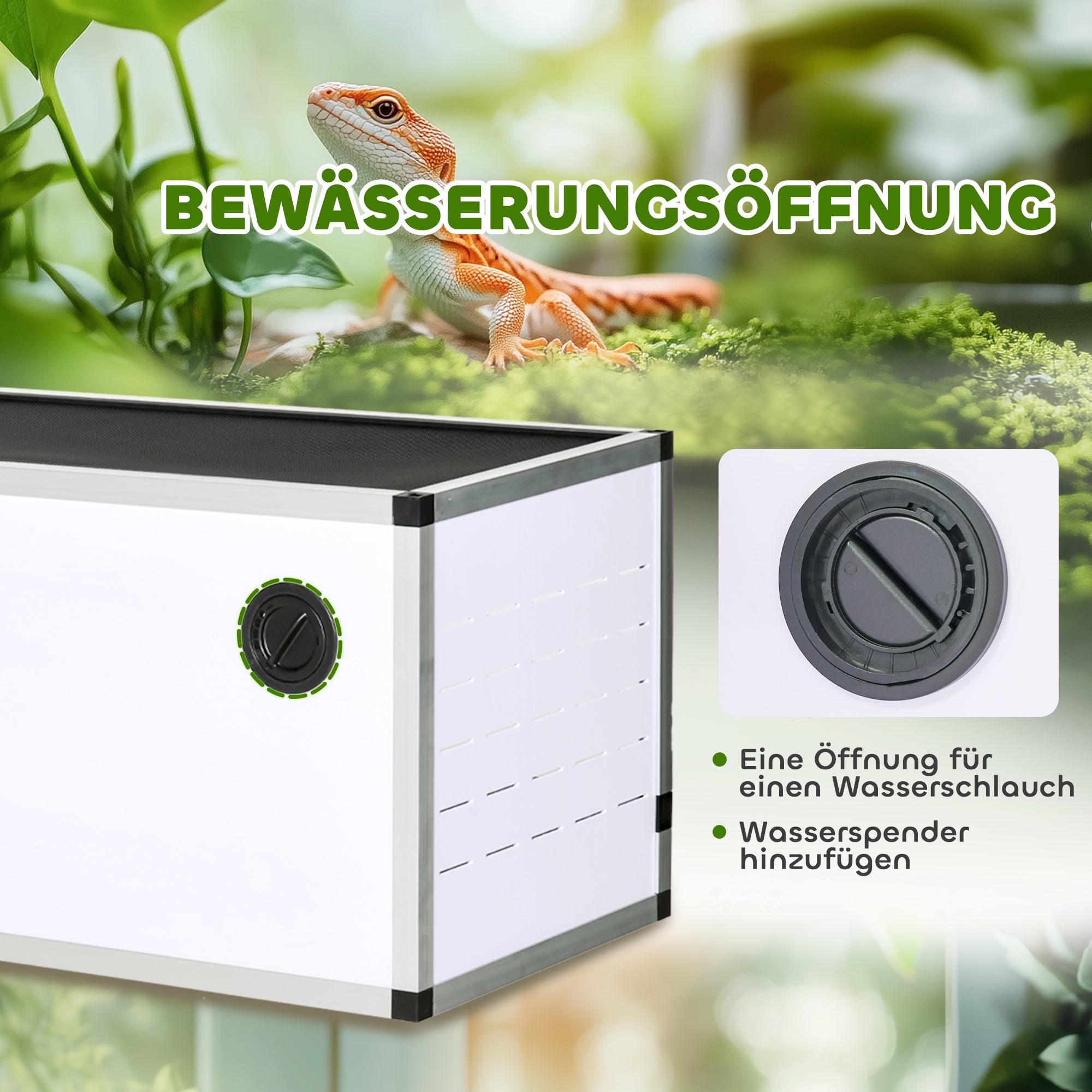PawHut Terrarium aus Aluminium für Reptilien Amphibien Spinnentiere Reptilienzuchtbox Mesh-Terrarium Weiß+Silber+Schwarz 120 x 40 x 40 cm