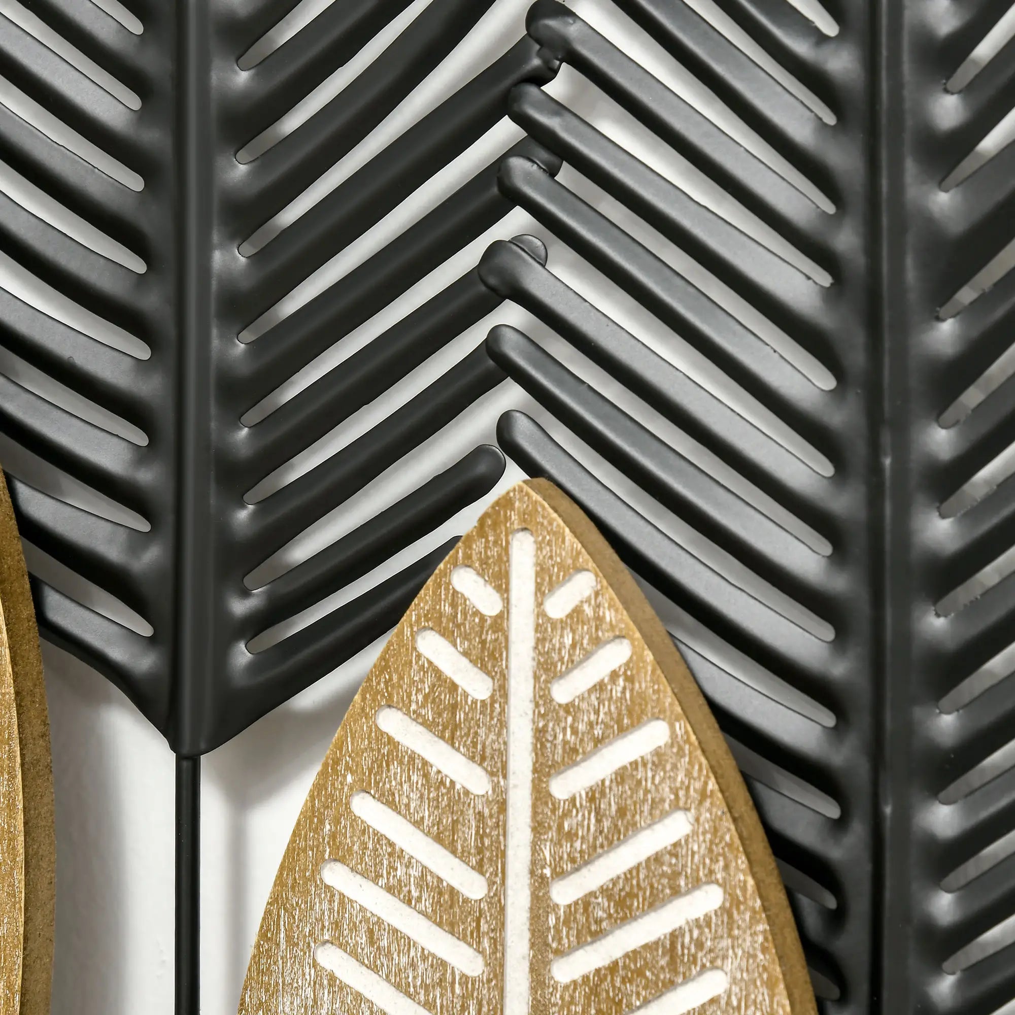 HOMCOM 3D Wandbild 2er-Set mit Aufhängung Eisen Schwarz Natur