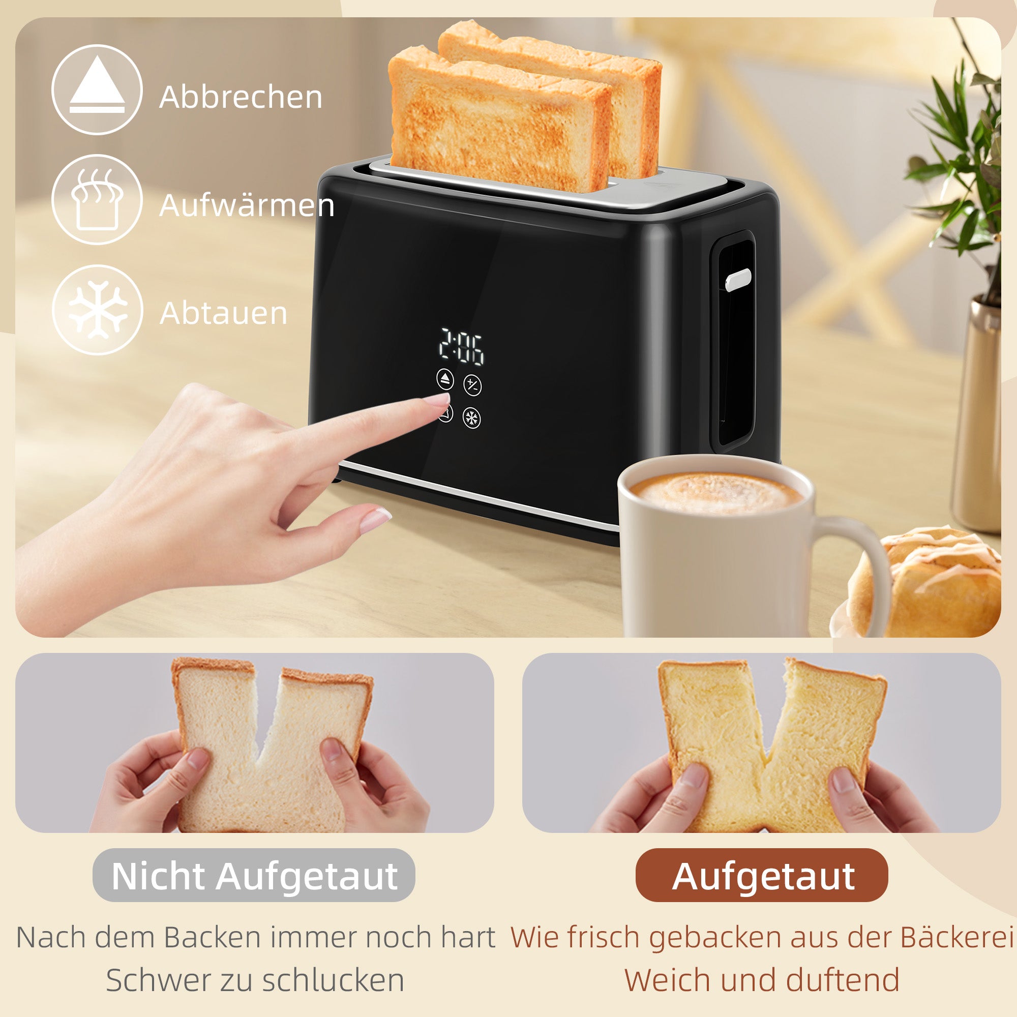 HOMCOM Küchenset mit Wasserkocher und Toaster, 7 Bräunungsstufen, schnelles Kochen, Edelstahl, Kunststoff, Schwarz