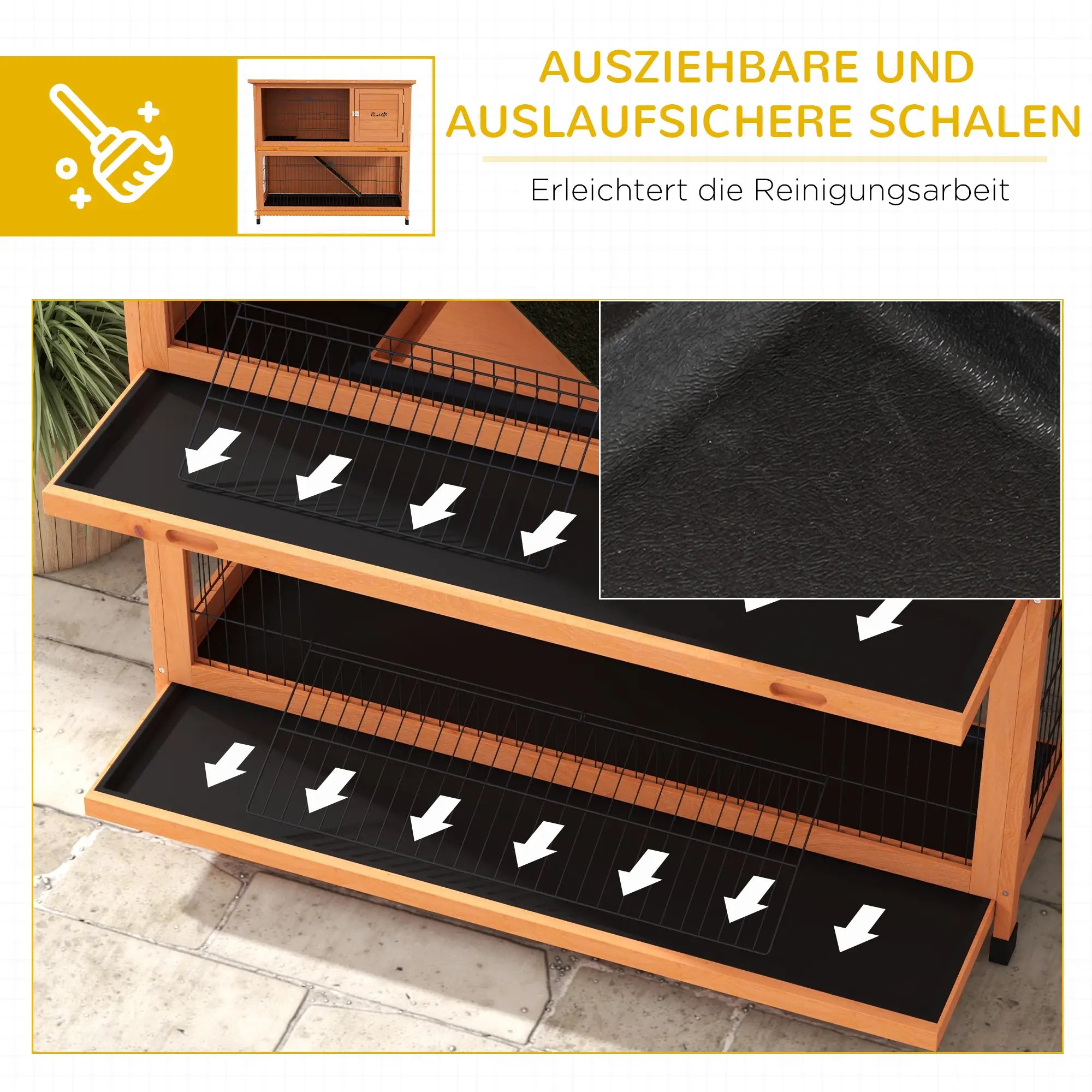 PawHut Kaninchenstall 2-stöckig geräumig wetterfest Outdoor