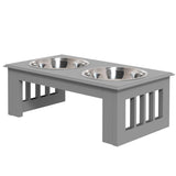 PawHut Erhöhter Hundenapf Futternapf mit 2 Näpfe Wassernapf 2 x 900ml Edelstahlnäpfen Fressnapf Futterstation Hundenäpfe für kleine Hunde Katzen Espresso, 44cm x 24cm x 15cm, 44cm x 24cm x 15cm