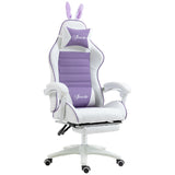 Vinsetto Gaming Stuhl Ergonomischer Gamer Stuhl mit Lendenwirbelstütze, Fußstütze Hasenohren Kopfkissen Violett, 65cm x 63cm x 142cm