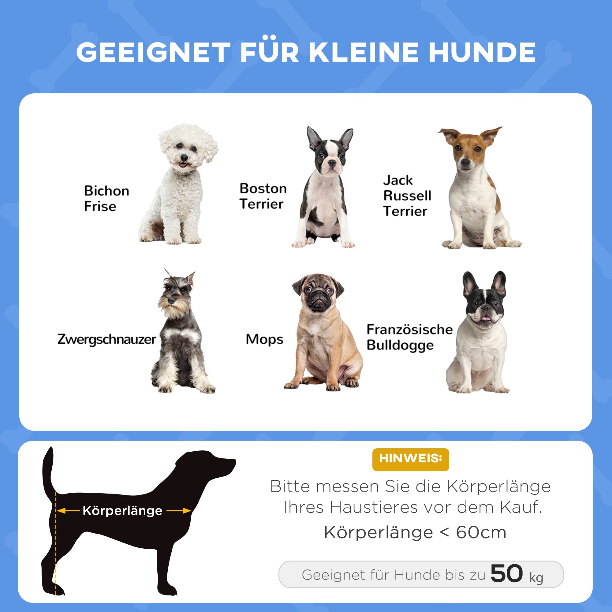 PawHut Haustierbett Outdoor-Hundebett, wetterbeständig, mit Baldachin, 61cm x 46 cm x 62 cm, Blau + Schwarz