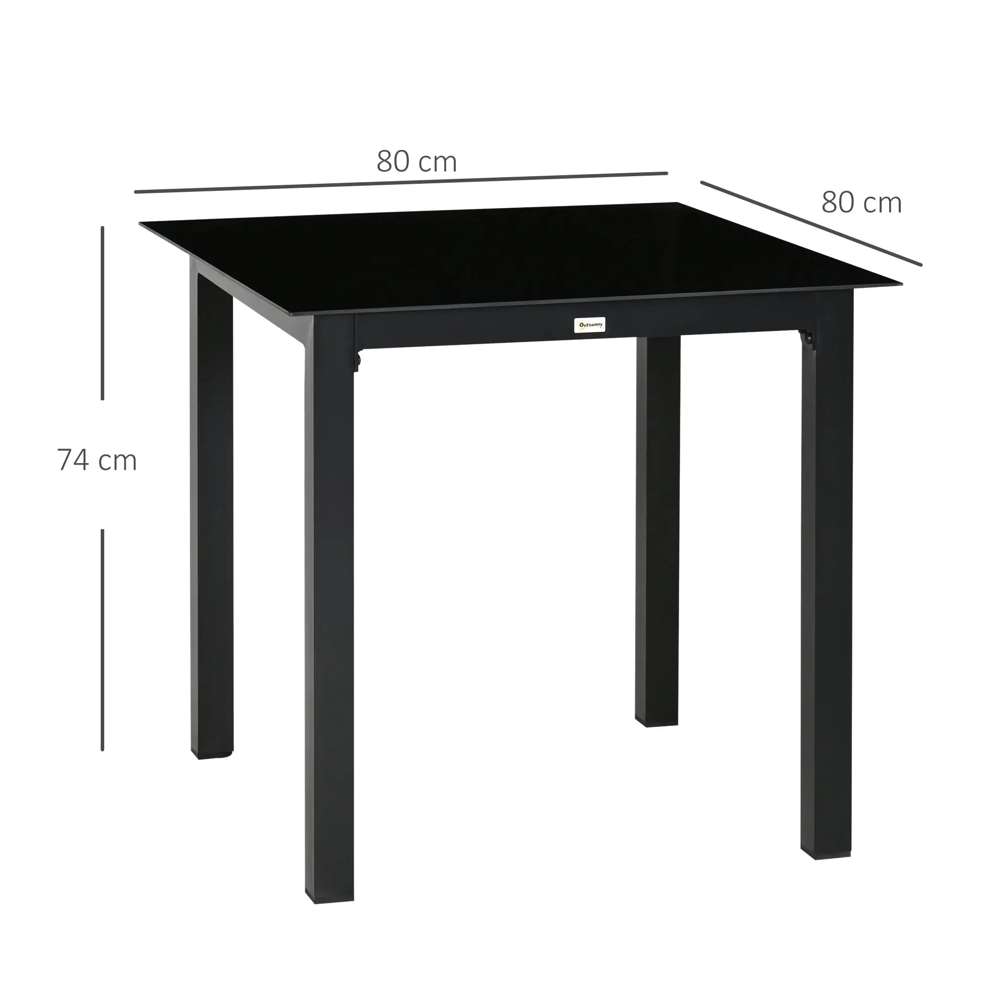 Outsunny Gartentisch 80×80?cm Aluminium Schwarz