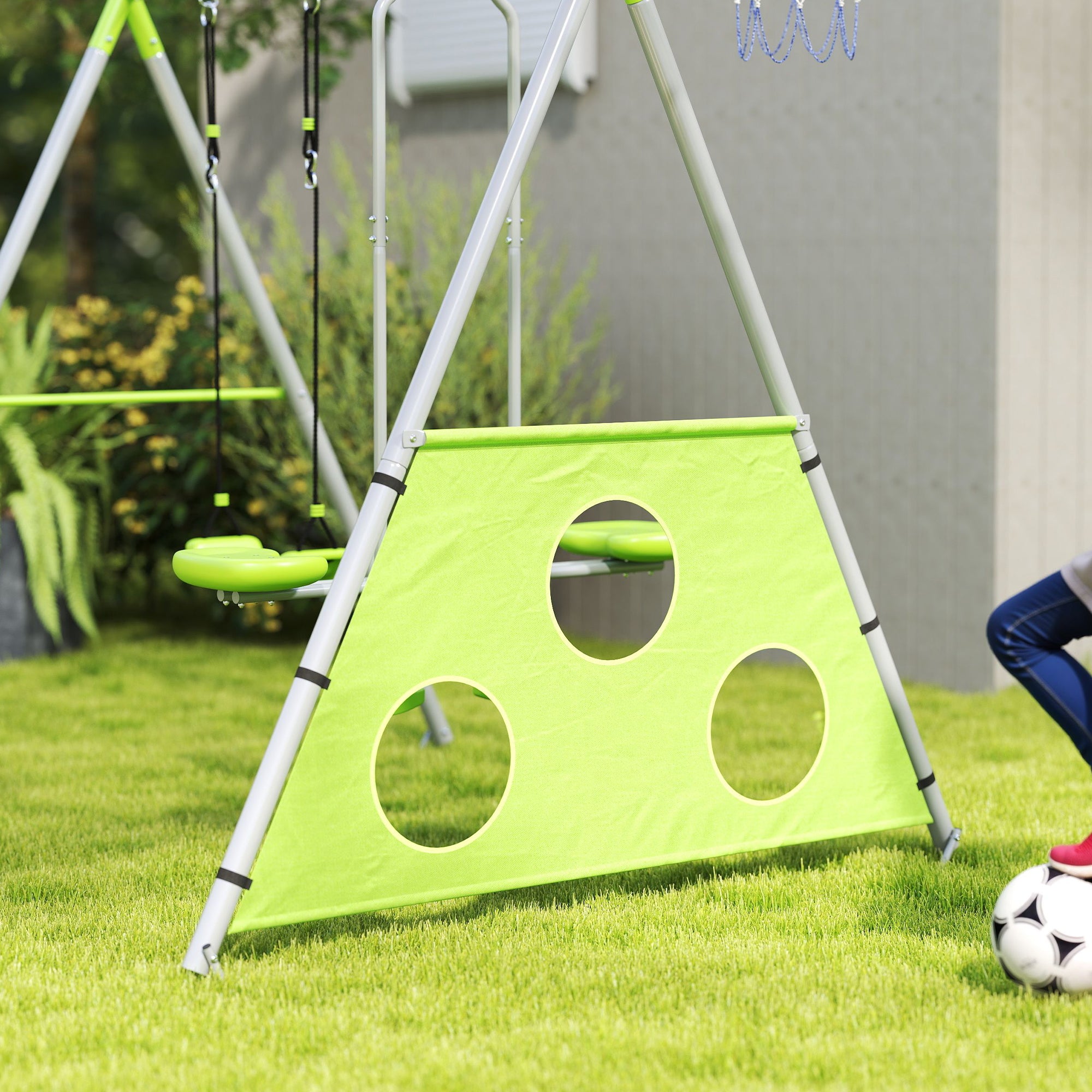 AIYAPLAY Outdoor-Schaukelset für Kinder, Kinderschaukeln, verstellbar, Stahl, Grün