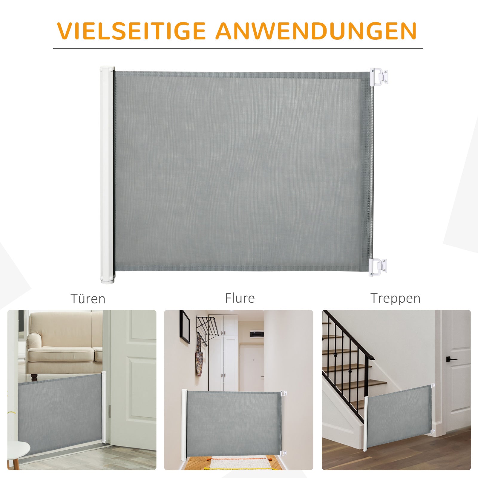 PawHut Treppenschutzgitter Metall kunststoff Grau