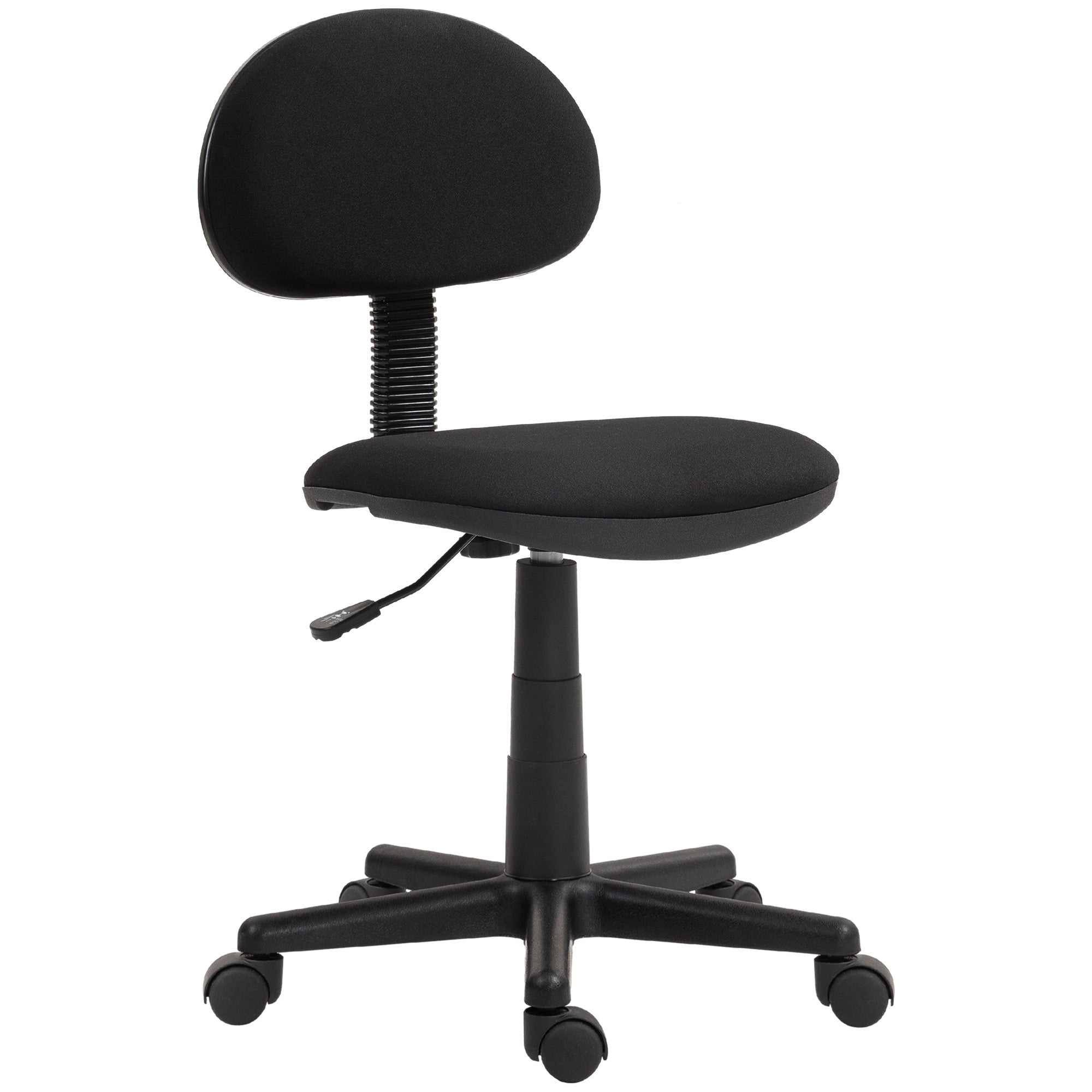 HOMCOM Bürostuhl, armloses Design, niedrige Rückenlehne, rollbar, drehbar, Schwarz