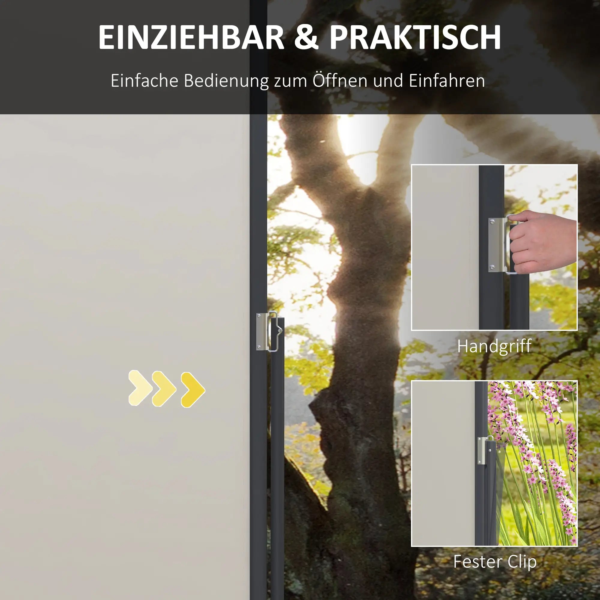 Outsunny Seitenmarkise 300×140 cm Hellgrau