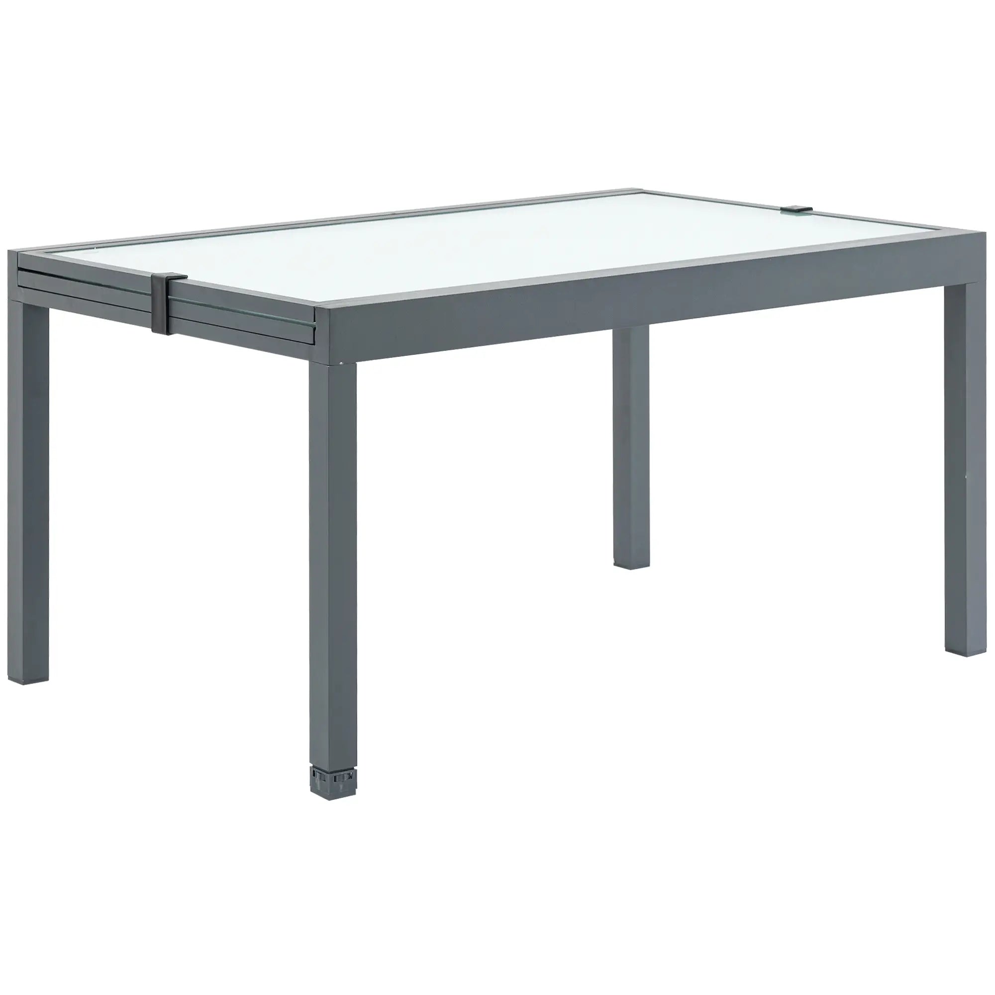 Outsunny Gartentisch ausziehbar gehärtetes Glas Outdoor Esstisch