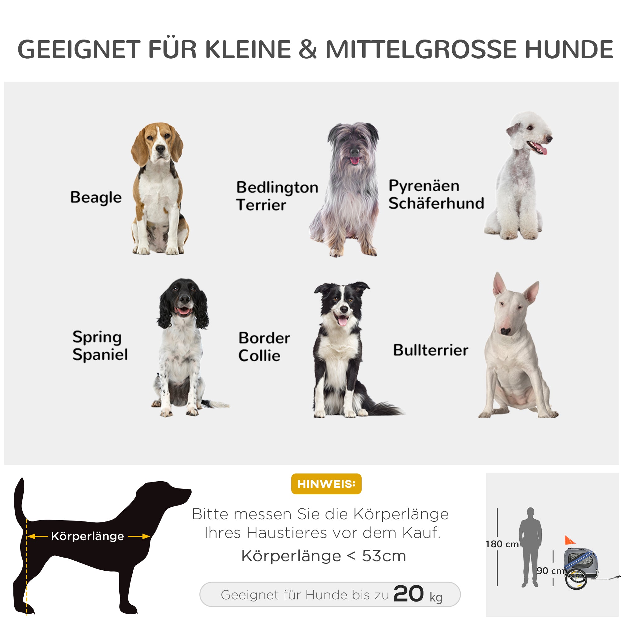 PawHut 2-in-1 Haustieranhänger Fahrradanhänger bis 20kg klappbar Regenschutz Sicherheitsfahne Reflektoren Stahl grau+blau 130 x 73 x 90cm