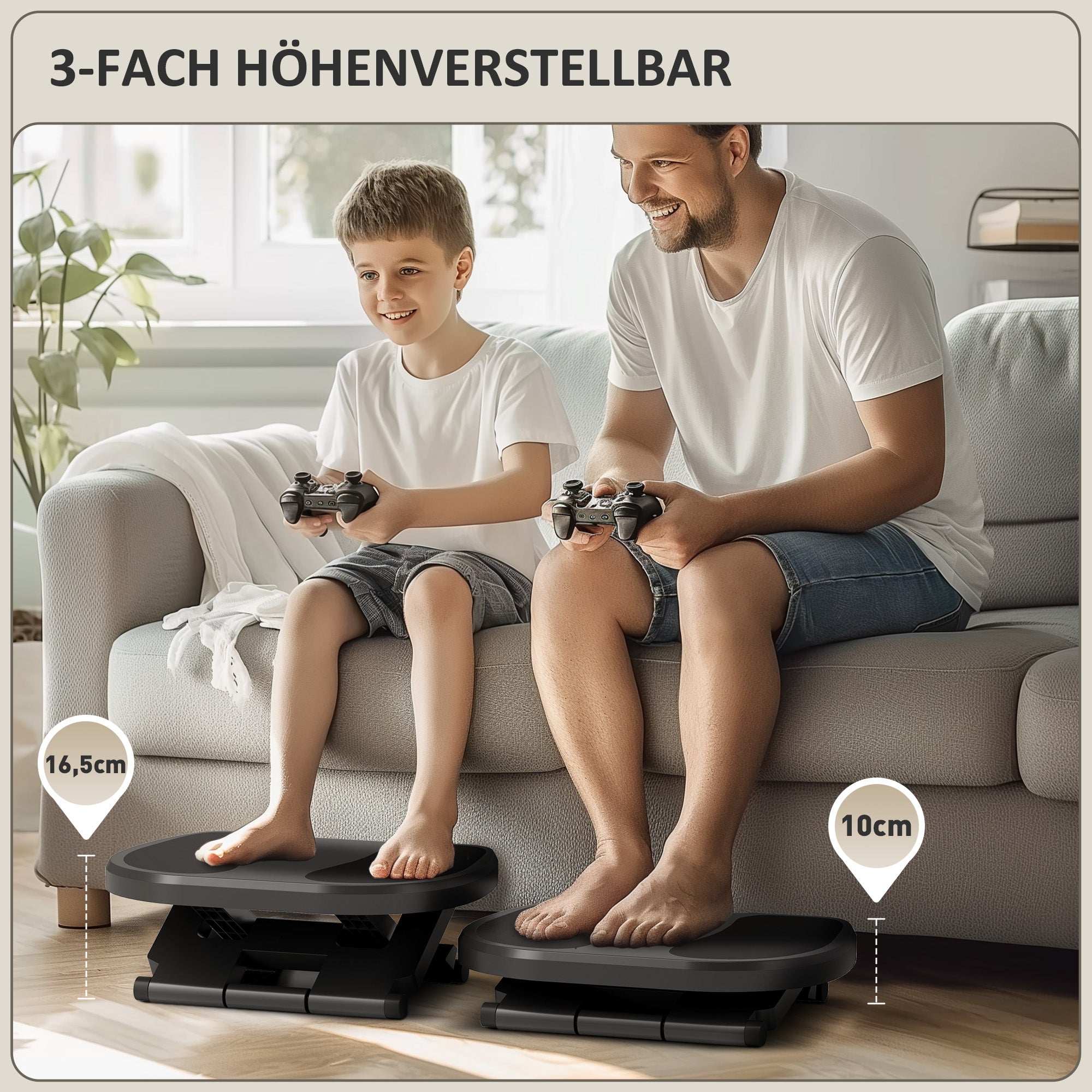 HOMCOM Fußstütze, Fußablage, höhenverstellbar, 0-30° neigbar, Grau