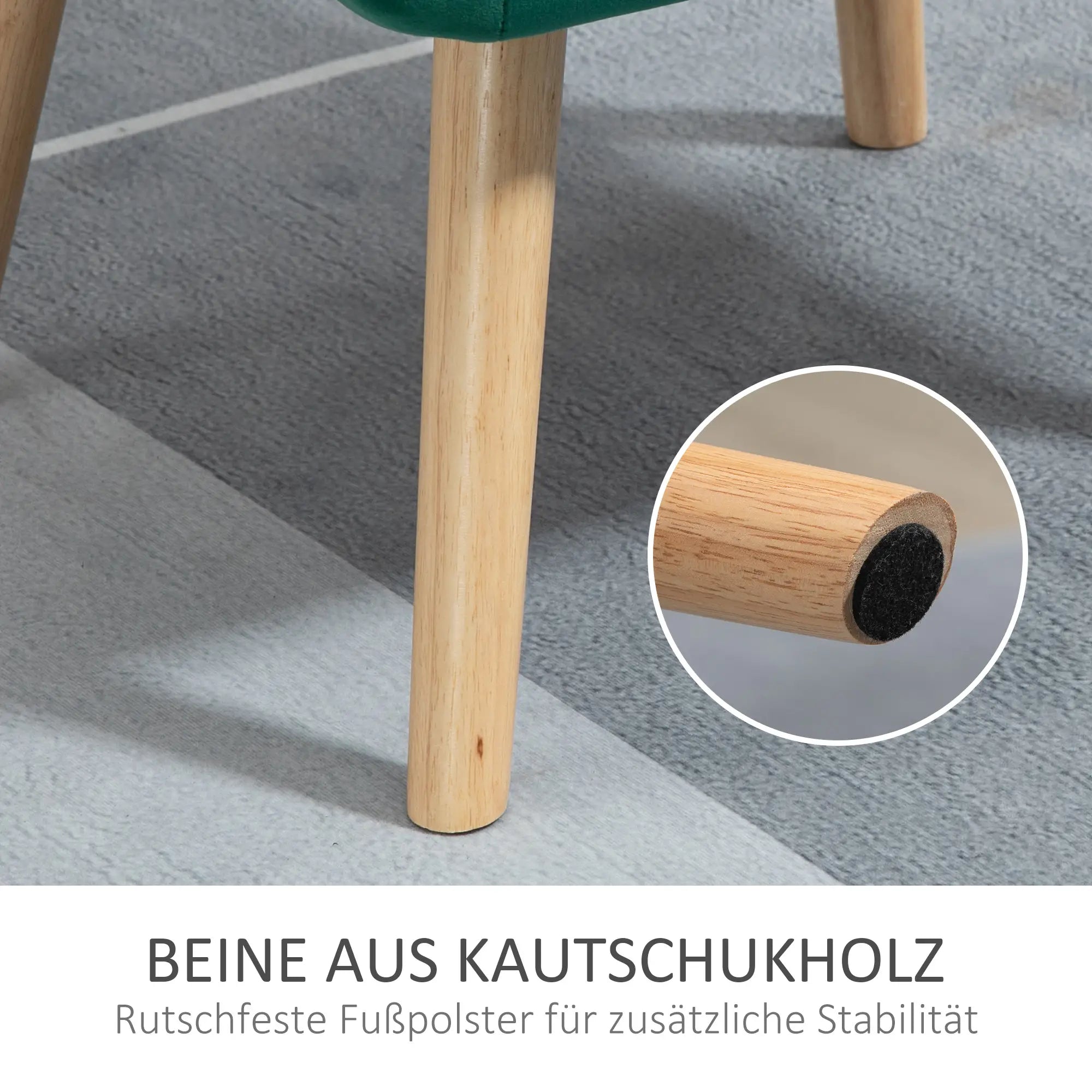 HOMCOM Polstersessel, Akzentsessel, Skandi Design, Samtoptik, bis 120 kg, Kautschukholzbeine, Grün