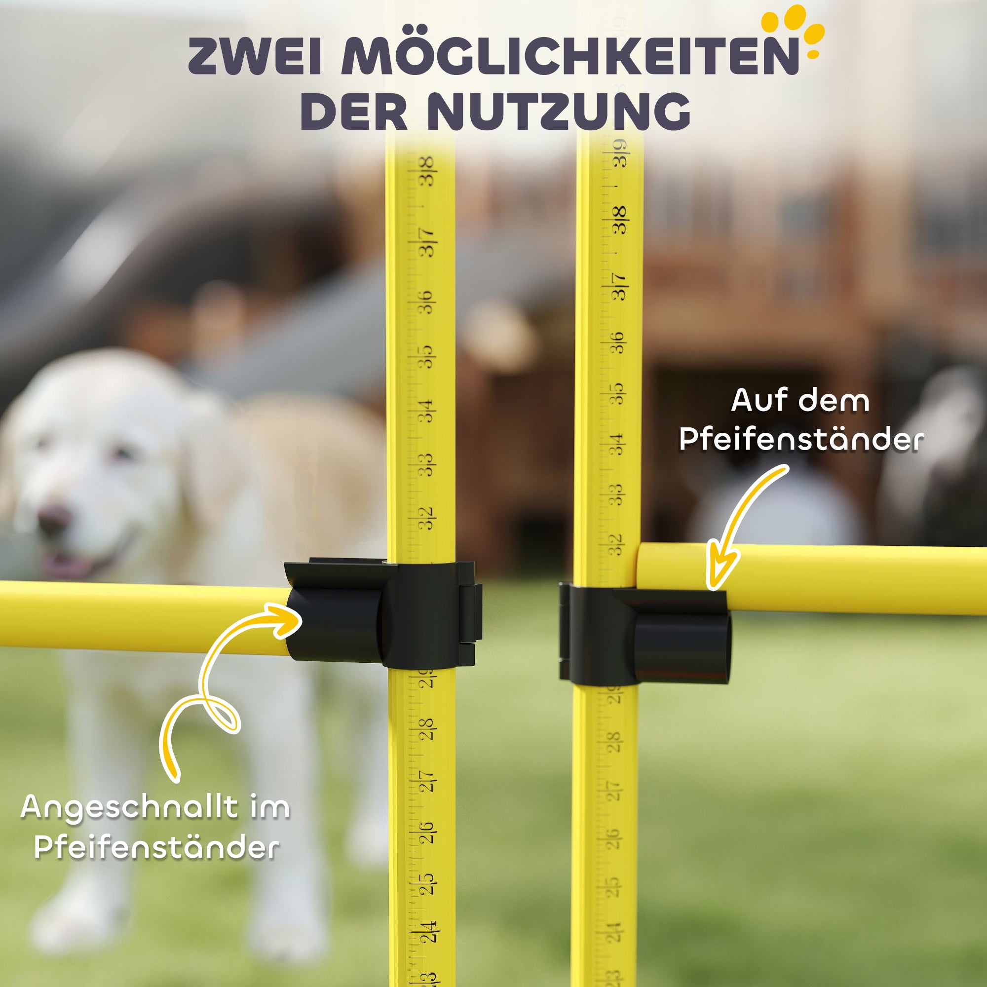 PawHut 4-teiliges Hunde-Agility-Set mit 4 Hürden und Tragetasche für das Sprungtraining, Gelb