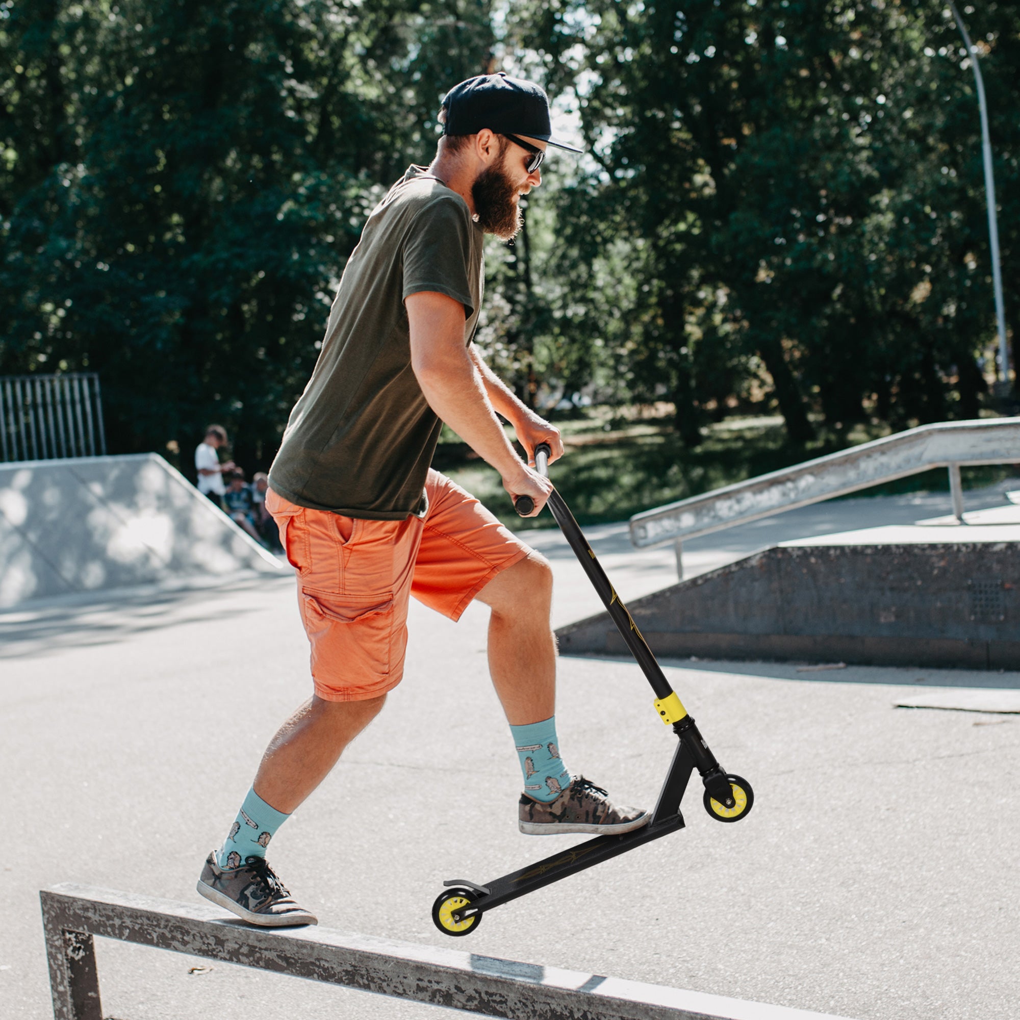 HOMCOM Pro Stunt-Scooter, Tretroller für Freestyle Tricks, Aluminium, Metall, Kunstleder, für Kinder und Erwachsene, Gold