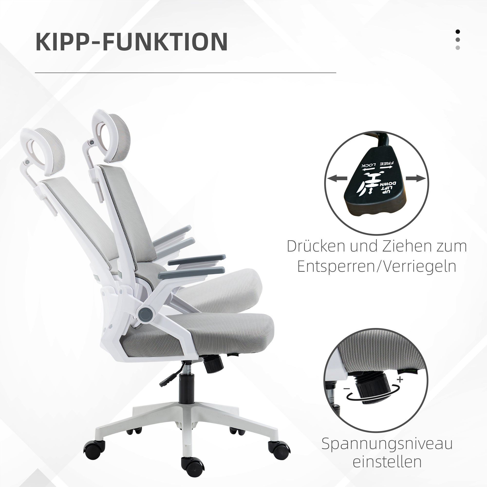 Vinsetto Bürostuhl Schreibtischstuhl Office-Stuhl, höhenverstellbar, 1 Kopfstütze, 58 x 61 x 119 cm. Schwarz
