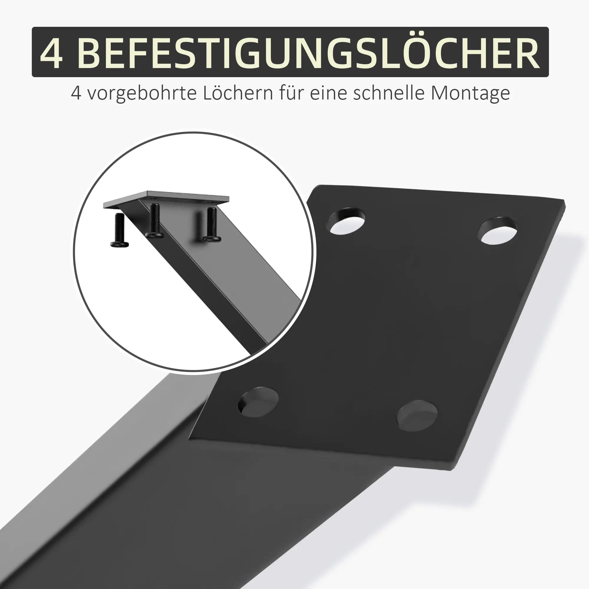HOMCOM 2 Stück Stahl Tischbeine Tischfüße für Esstisch Schreibtisch Couchtisch Tischgestell in X-Form Schwarz 72cm