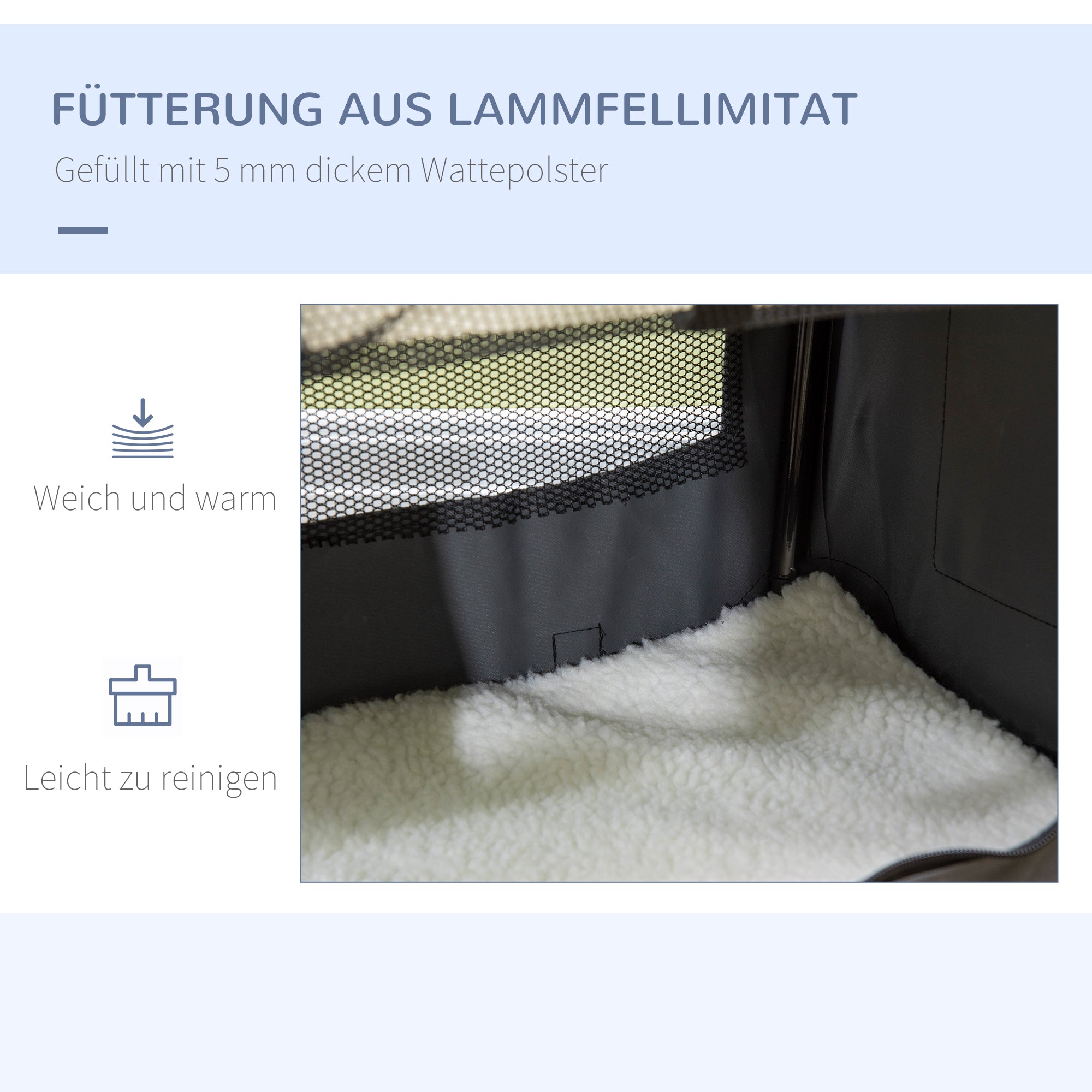 PawHut Transporttasche, Transportbox, für Katzen und kleine Hunde, faltbar, 3 Türen, grau, 50,5 x 33,5 x 35cm
