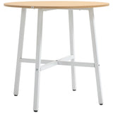 HOMCOM Esstisch, industrieller Stil, abgerundetes Design, stabil bis 60 kg, Ø80 x 76H cm, Naturholz/Weiß, 80cm x 80cm x 76cm