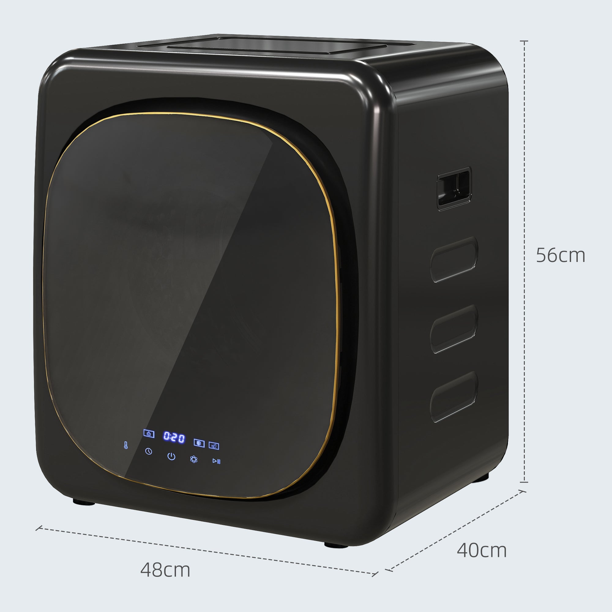 HOMCOM Wäschetrockner mit UV-Desinfektion, kompakte Bauweise, 4 kg Kapazität, Edelstahl, Schwarz