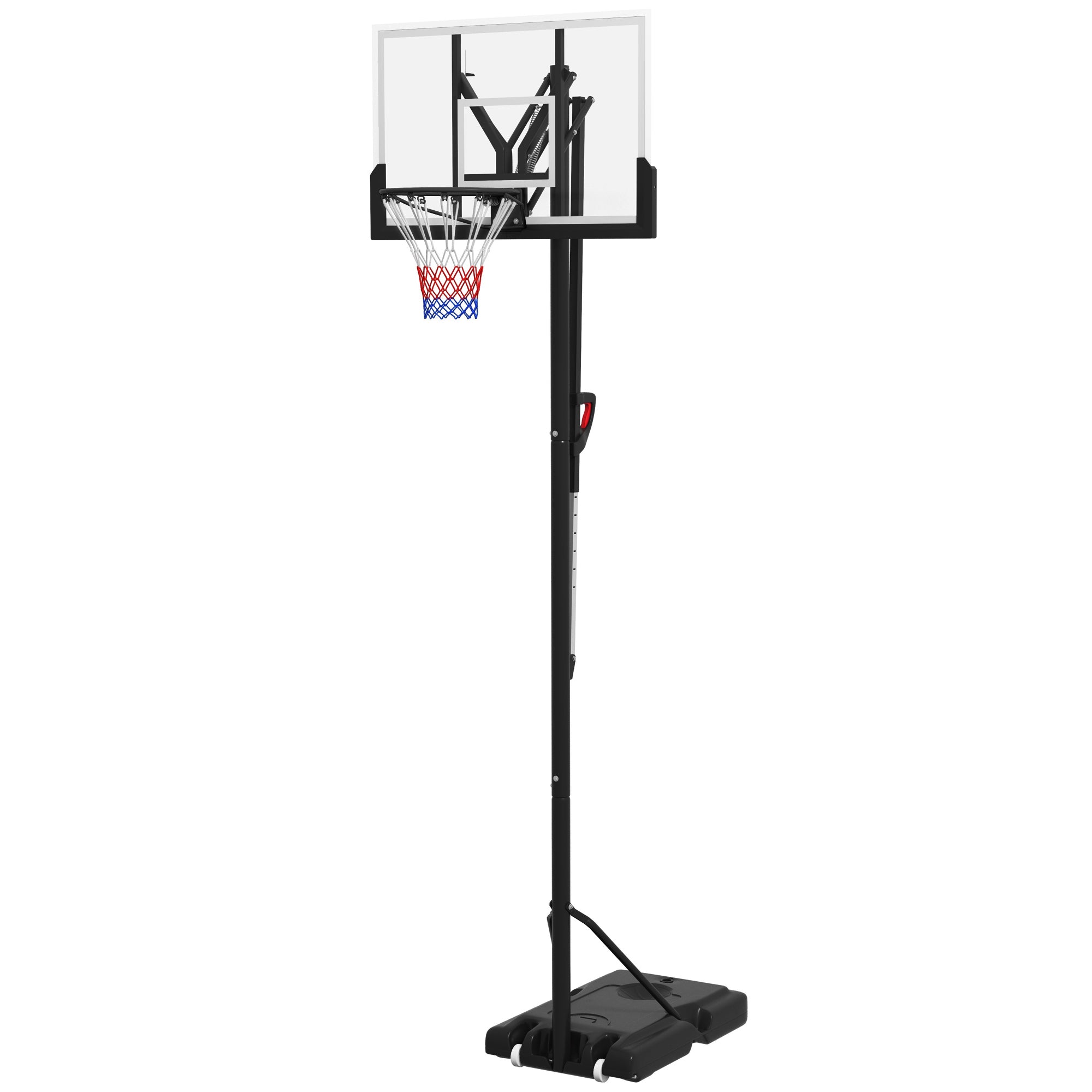 SPORTNOW Basketballständer, mobil, höhenverstellbar, bruchsichere Rückwand, 235-305 m Korbhöhe, Schwarz